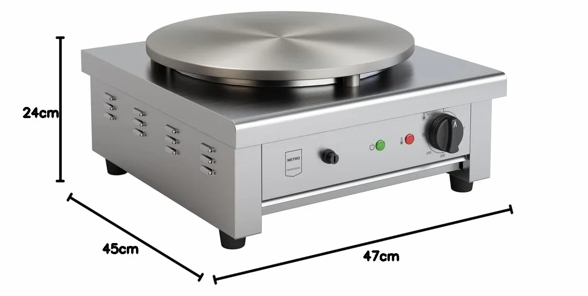 Crepiera Elettrica METRO Professional GCP1040 3000W 40cm Acciaio Inox Ghisa 50-300°C