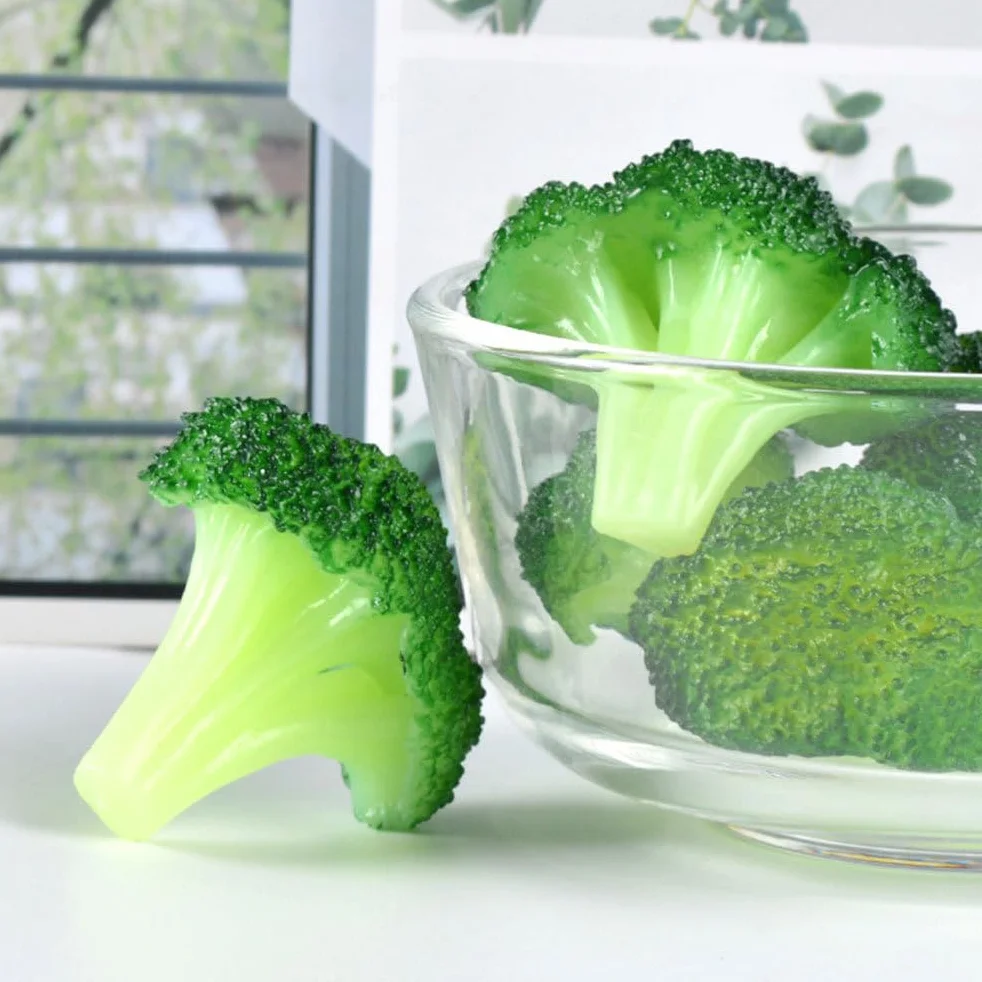 SOLUSTRE Broccoli Artificiale 3 Pezzi Plastica Realistica Verdura