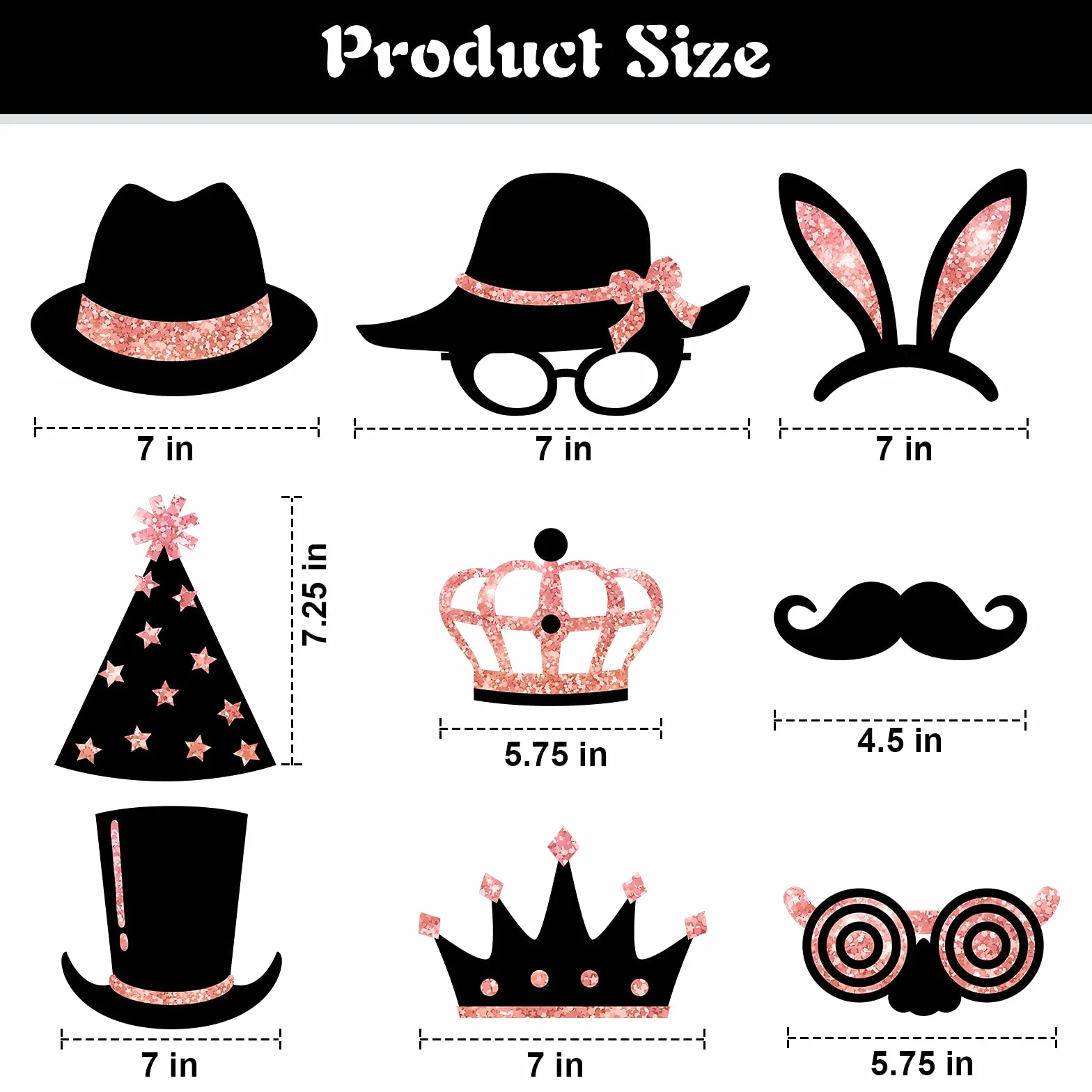 24 Pezzi Foto Props per Feste Foto Booth Compleanno Accessori Cappelli, Bicchiere di Vino, Rossetto, Cravatta, Corone e Altro per Festa di Varietà Compleanno Matrimoni (Rosa Oro)
