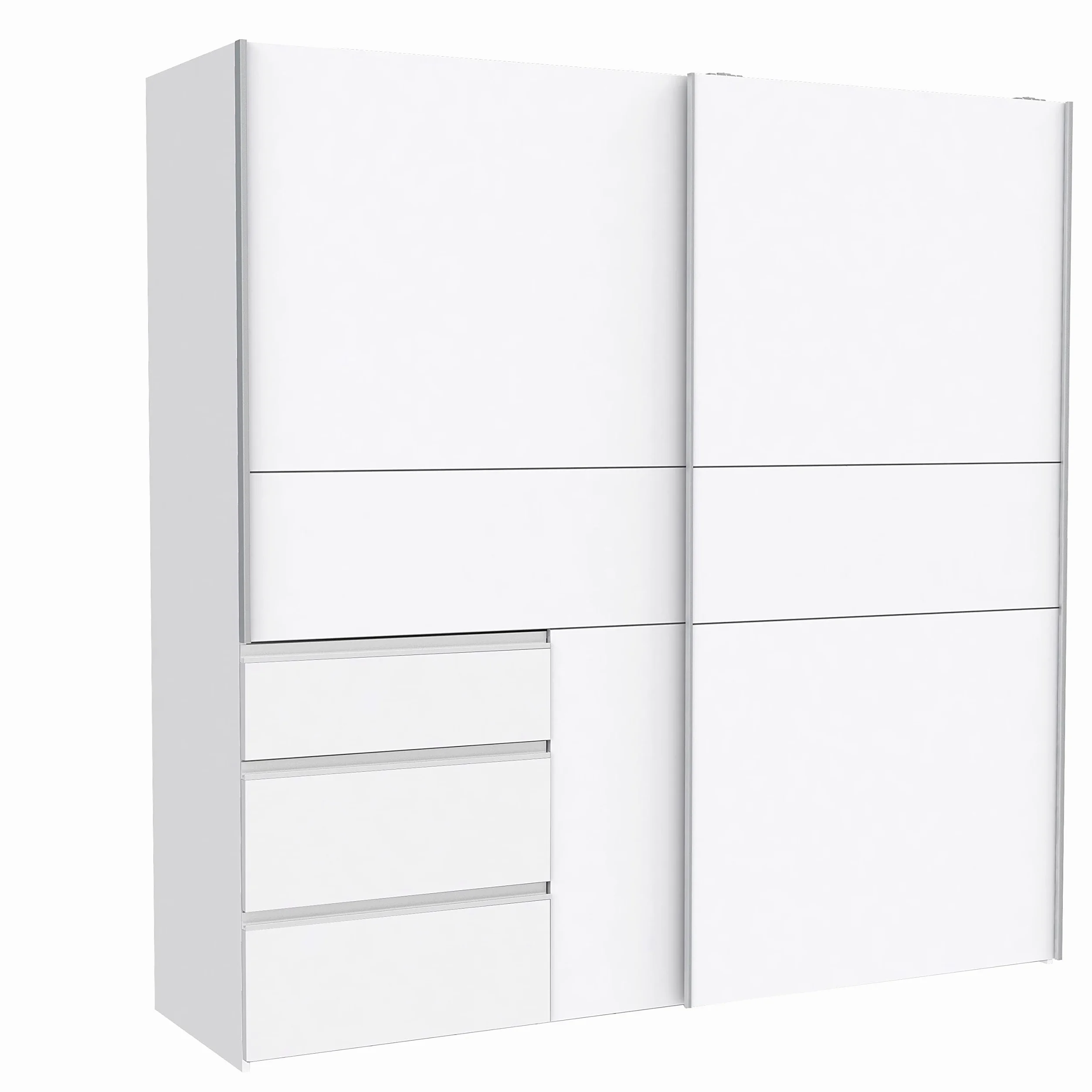 AVANTI TRENDSTORE Fjolla - Armadio in legno laminato con ante scorrevoli, all'interno ripiani e appendiabiti. Disponibile in bianco. Dimensioni LAP 170,3x200,5x61,2 cm