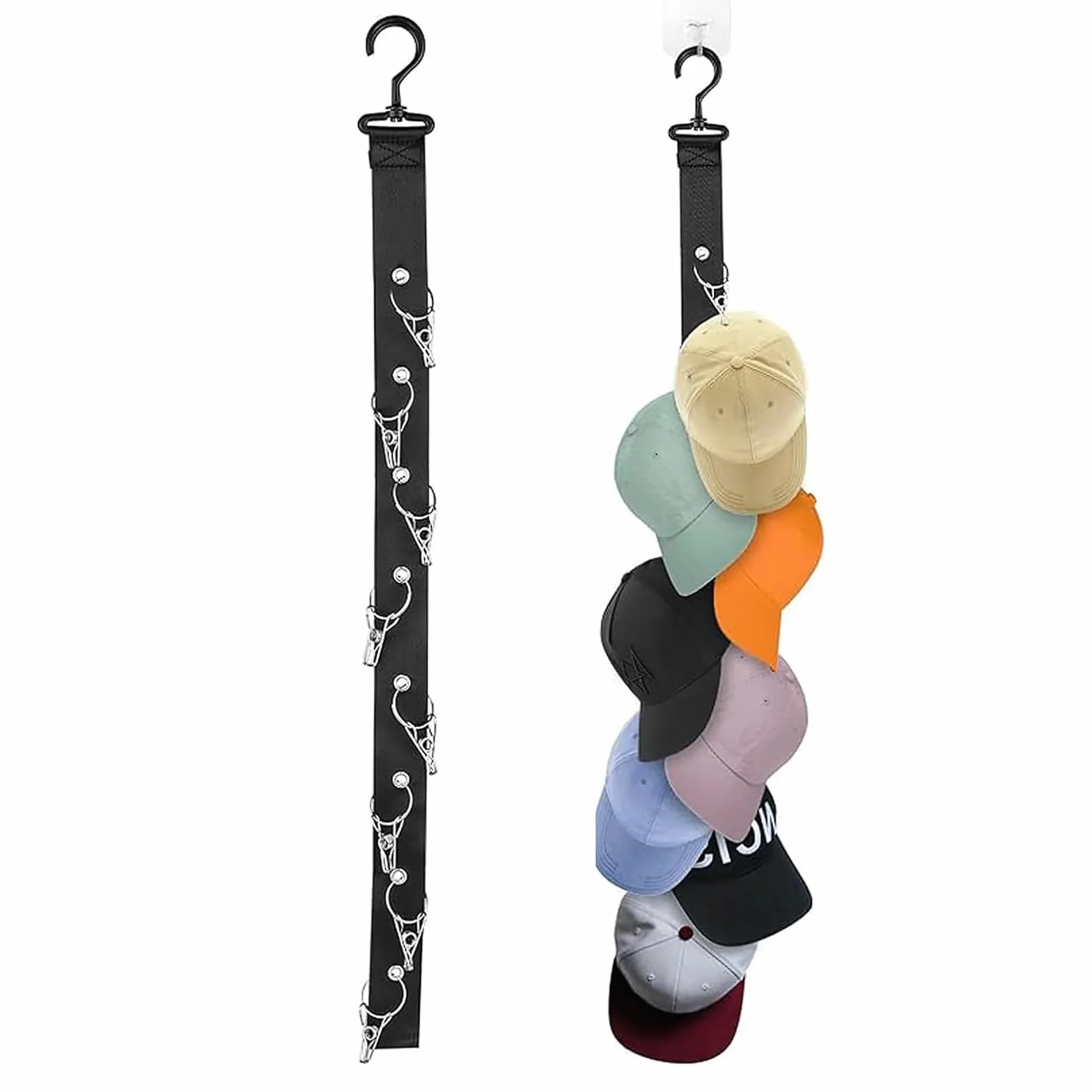 2 Pezzi Portacappelli da Armadio, Organizer per Cappelli Baseball Nero, Sistema Salvaspazio per Berretti e Snapback, Supporto Resistente per Organizzazione Casa e Guardaroba