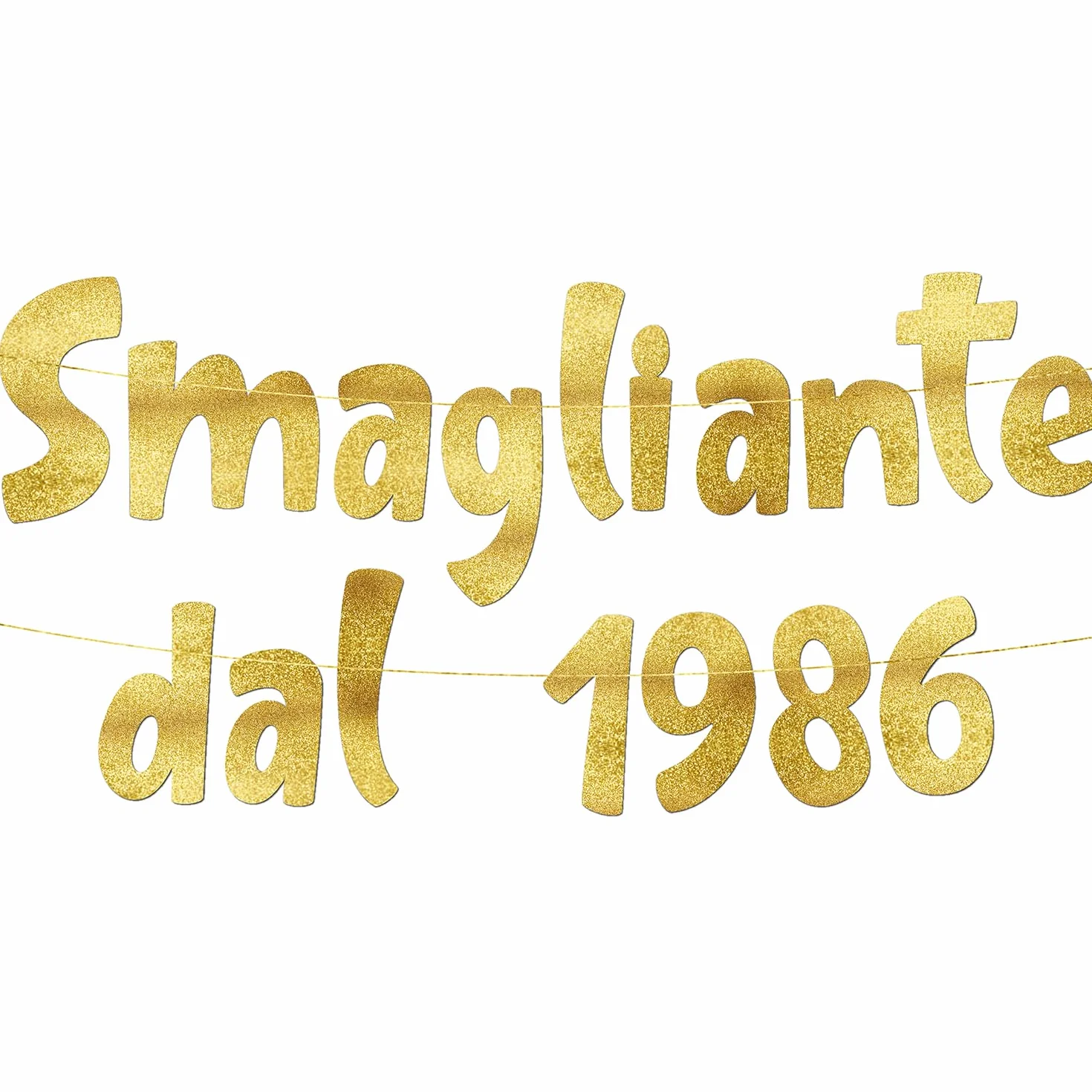 40° Compleanno Striscione "Smagliante Dal 1986" Oro Glitterato – Decorazioni Compleanno Divertenti, Gadget & Regali per Lei e Lui