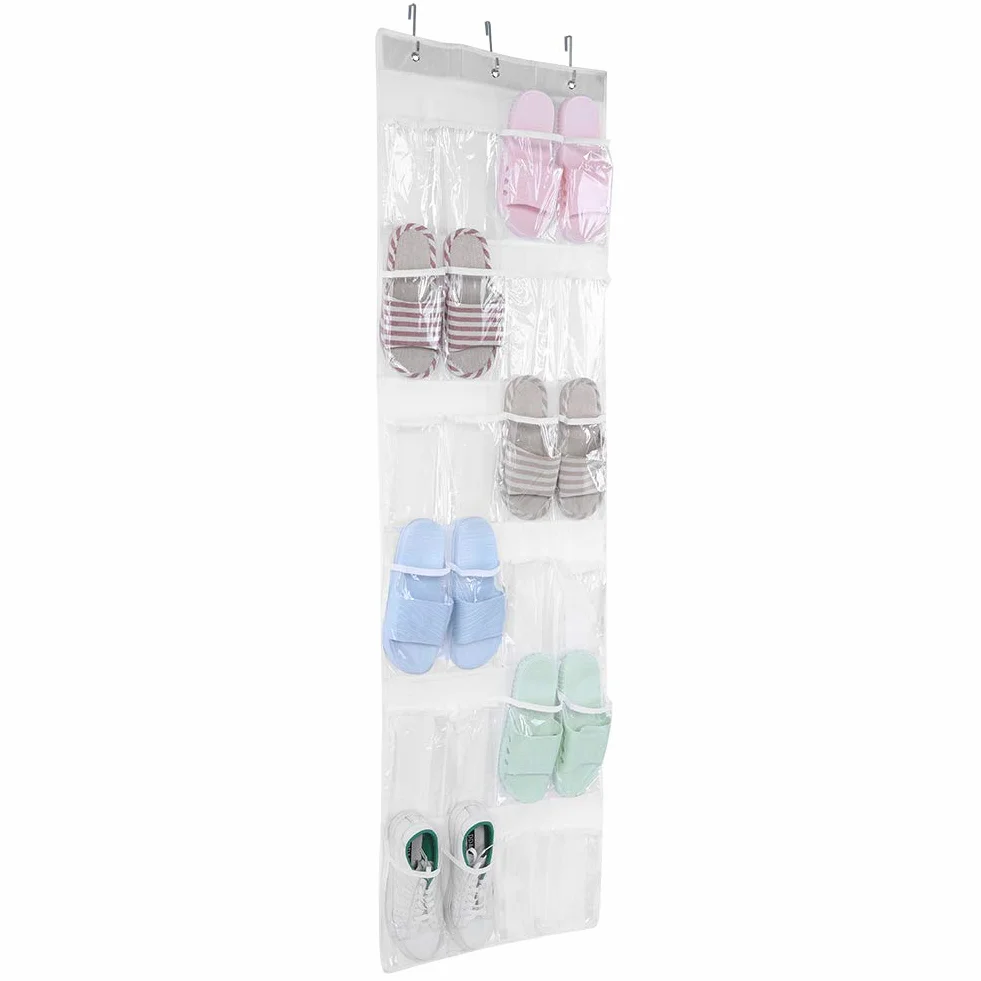 Organizer per Borse Trasparente da Appendere con 24 Tasche, Portaoggetti in Tessuto Non Tessuto Bianco 59,06 x 17,72 Pollici