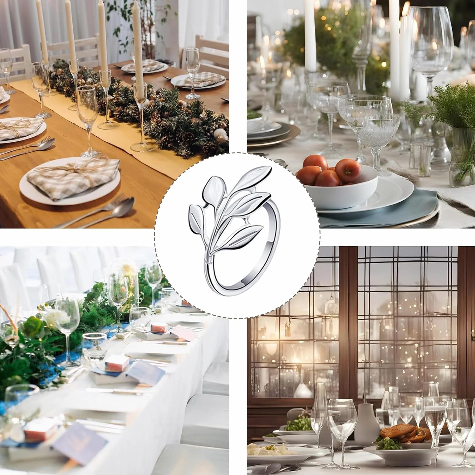 Anelli Portatovagliolo da Tavola in Metallo,10 Pezzi Tovaglioli Fibbia, Silver Metallo Anelli di Tovagliolo, Adatto per Matrimoni, Natale, Riunioni di Famiglia, Decorazioni da Tavola