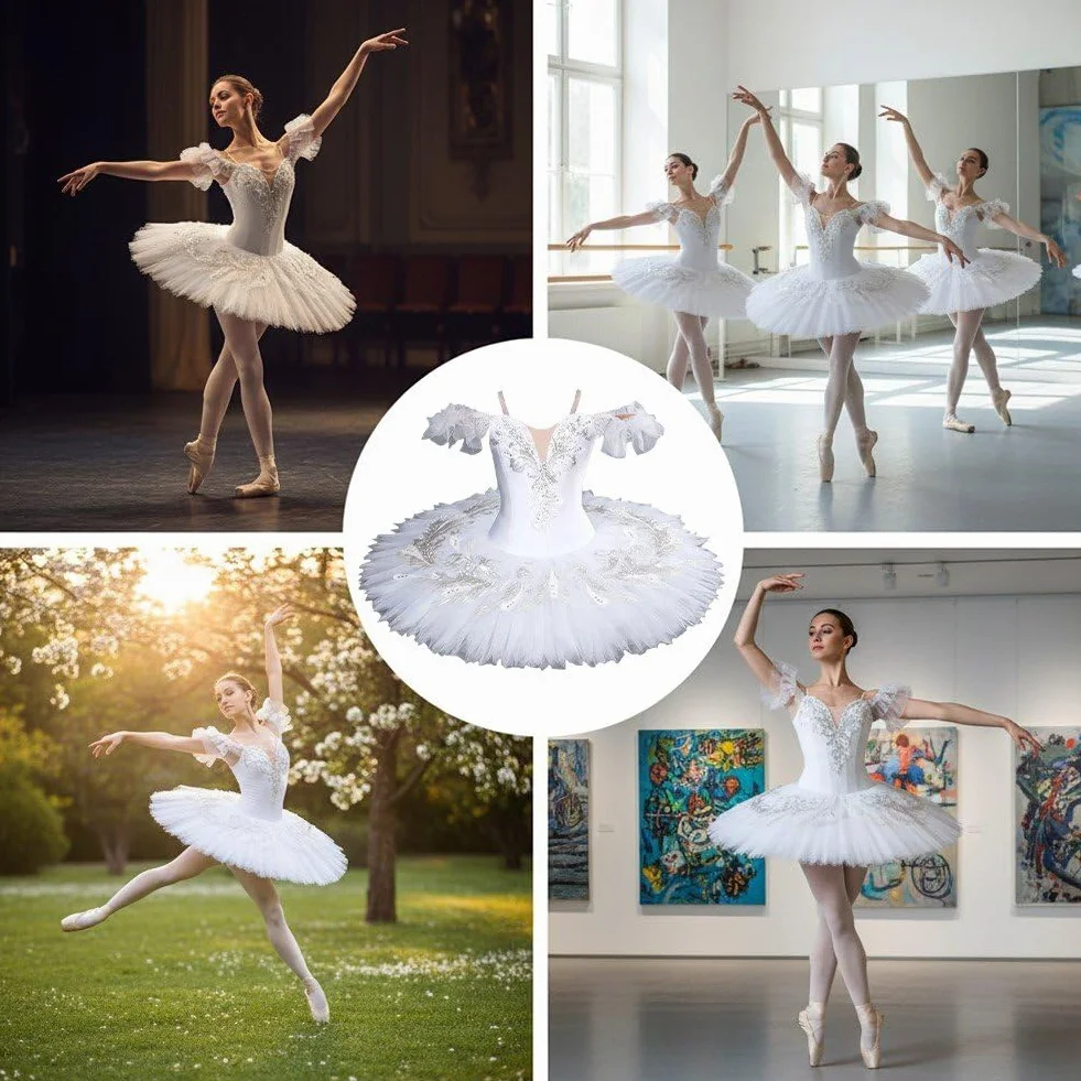 Abito tutù Balletto Bianco Completo Ballo Lago dei Cigni Donna Adulto