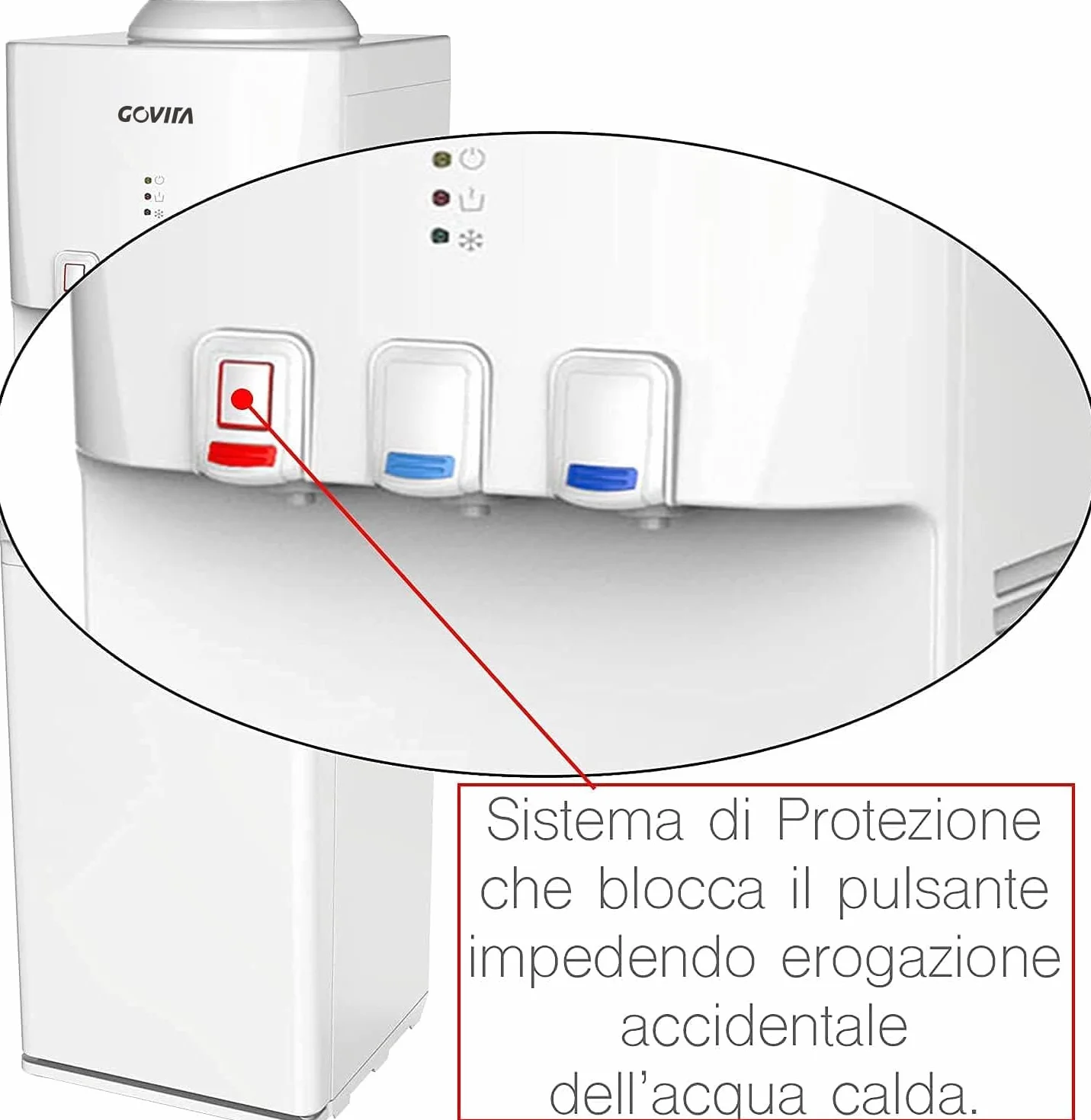 GOVITA Water Dispenser Boccioni Refrigerante Colonnina da Terra Bianco