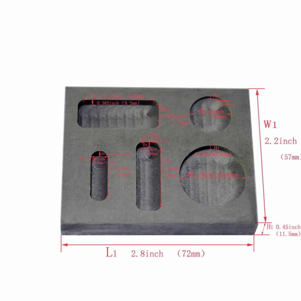 LLF Moneta combinata 1/4 1/2 1 Oz di raffinazione del metallo della muffa del lingotto della fusione della grafite