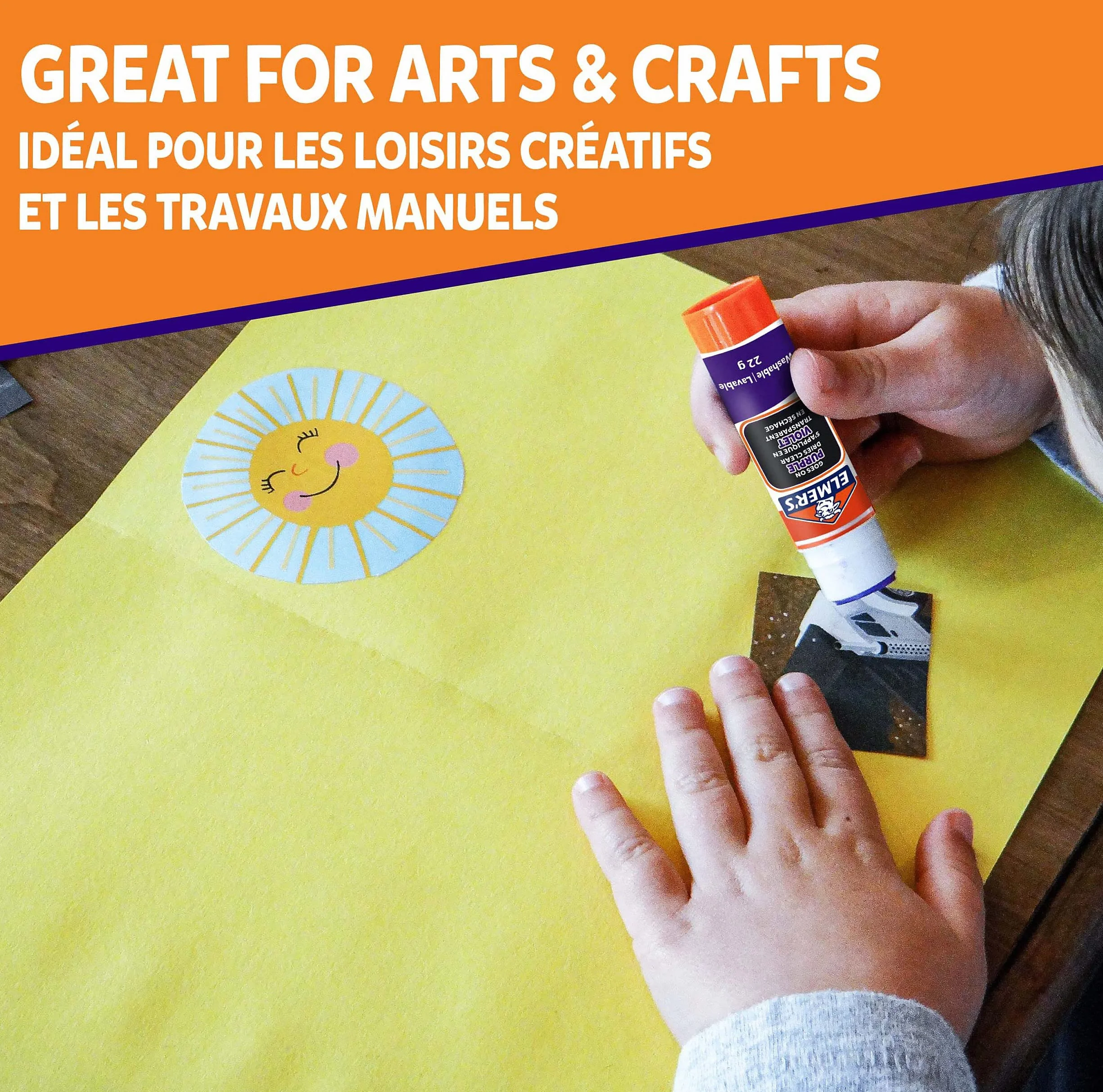 Elmer’s - Stick di colla viola a scomparsa, diventa trasparente quando si asciuga, ideale per scuola e progetti artigianali, lavabile e sicura per i bambini, 6 g, 3 pezzi