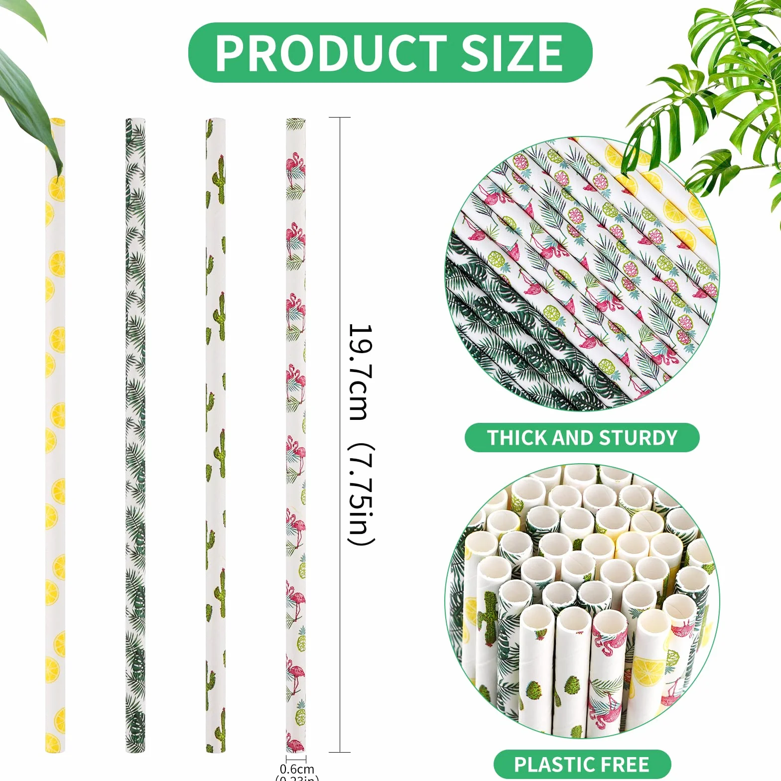 200 cannucce di carta hawaiane biodegradabili, riciclabili, per feste estive, fenicottero, cactus, succo, cocktail, cannucce per compleanno, matrimonio, accessori per feste di aloha