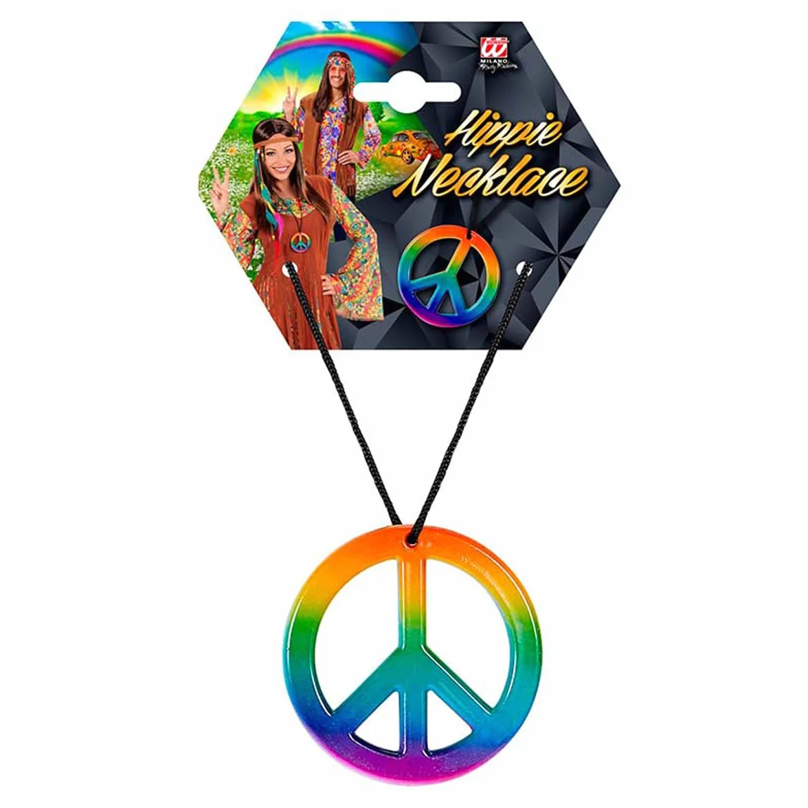 Collana Widmann Sancto Hippie con medaglione della pace multicolore