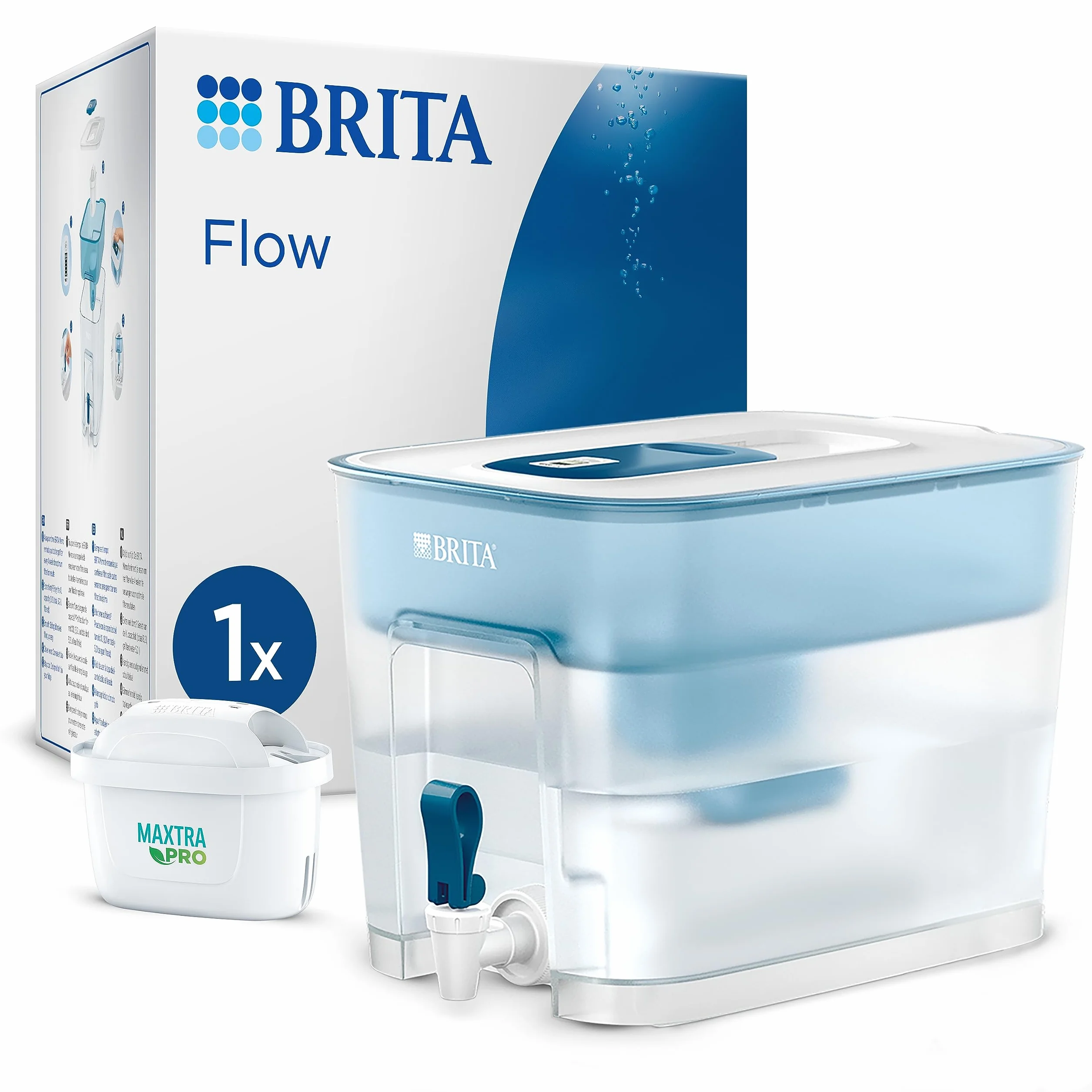 BRITA Flow Dispenser filtrante acqua 8.5L con filtro MAXTRA PRO All-in-1 riduce cloro calcare PFAS metalli