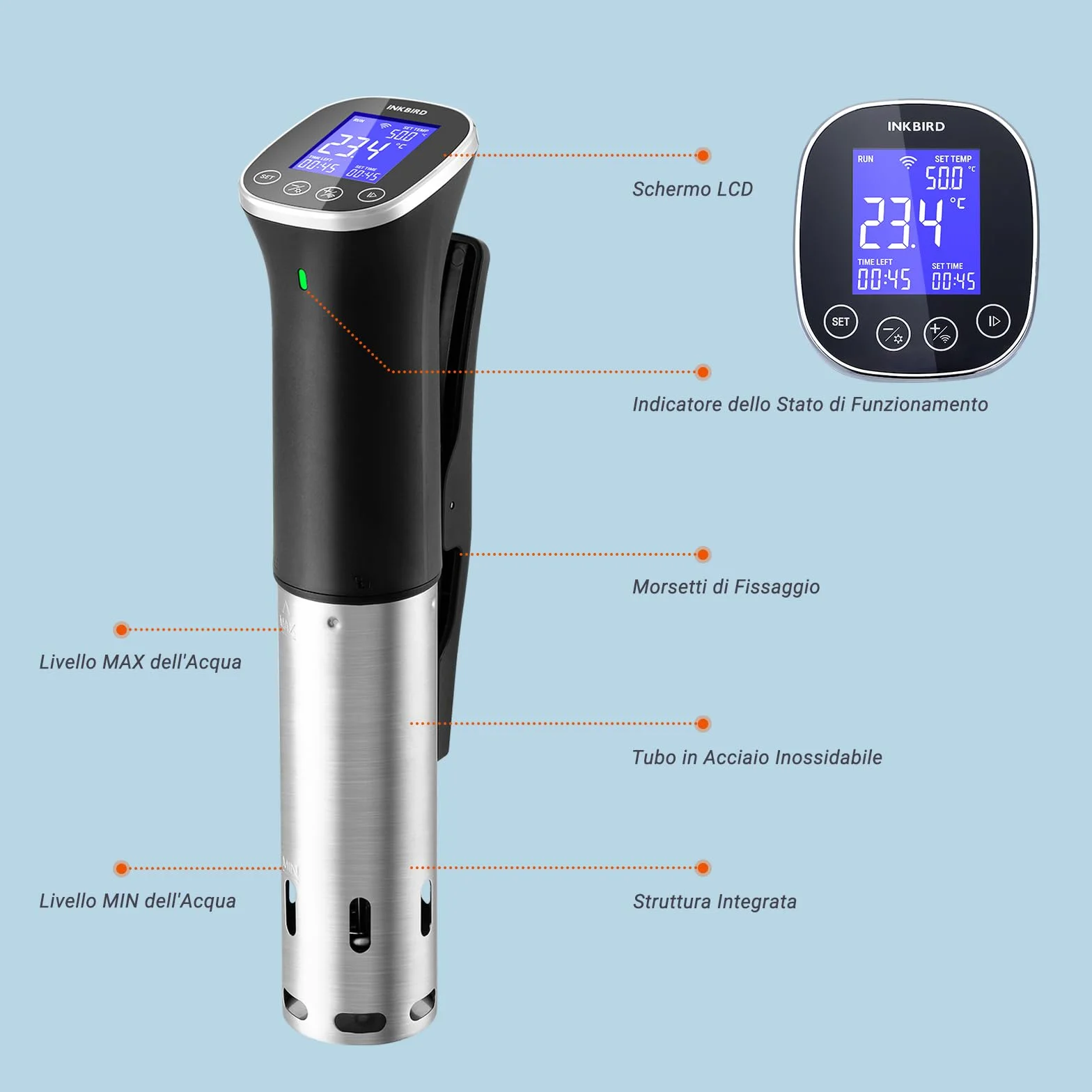 INKBIRD ISV-300W Wifi Sous Vide Roner 1000W IPX7 0-90°C