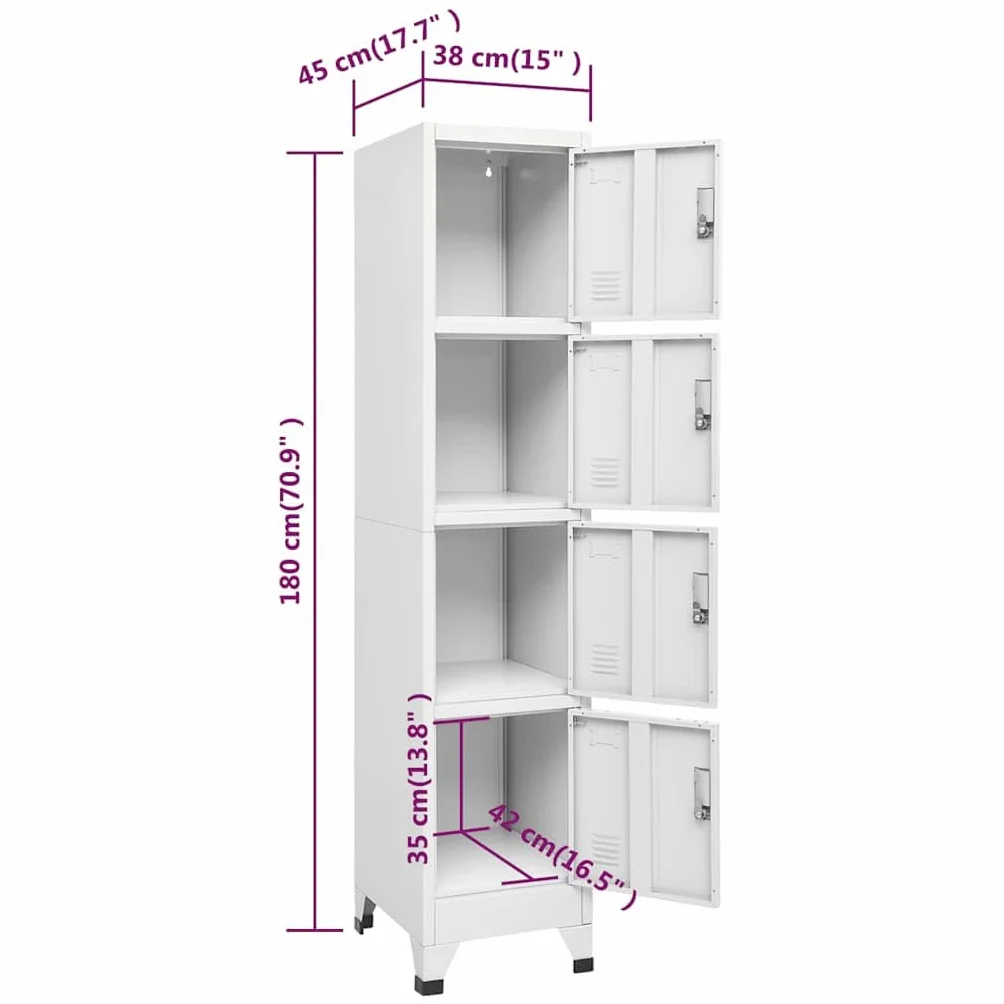 vidaXL Armadietto a 4 Comparti con Serrature 38x45x180 cm Mobiletto Armadio