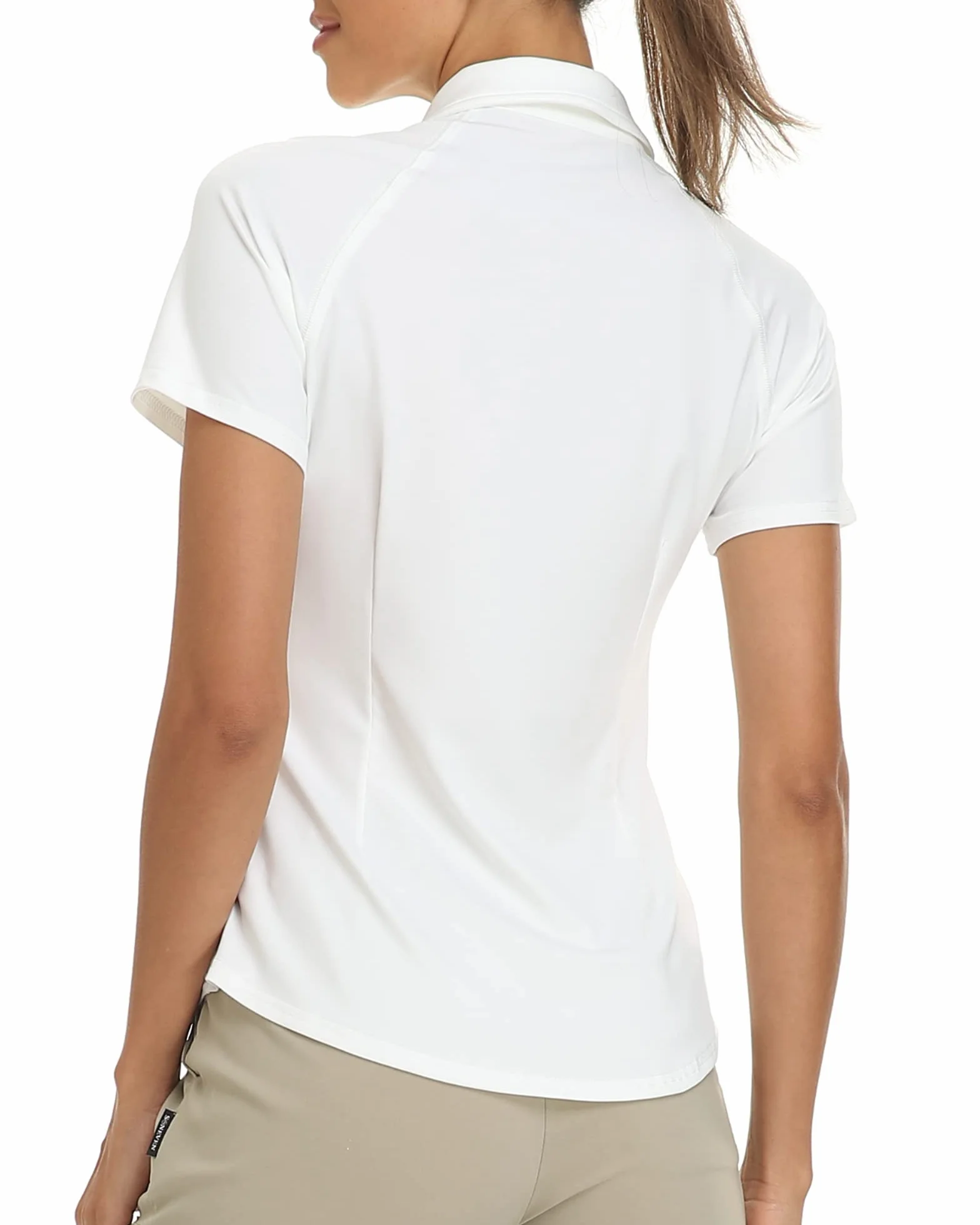 Soneven Polo Donna Manica Corta Eleganti Camicetta Scozzese Cerniera 1/4 Traspirante Ad Asciugatura Rapida per Golf Tennis Tempo Libero