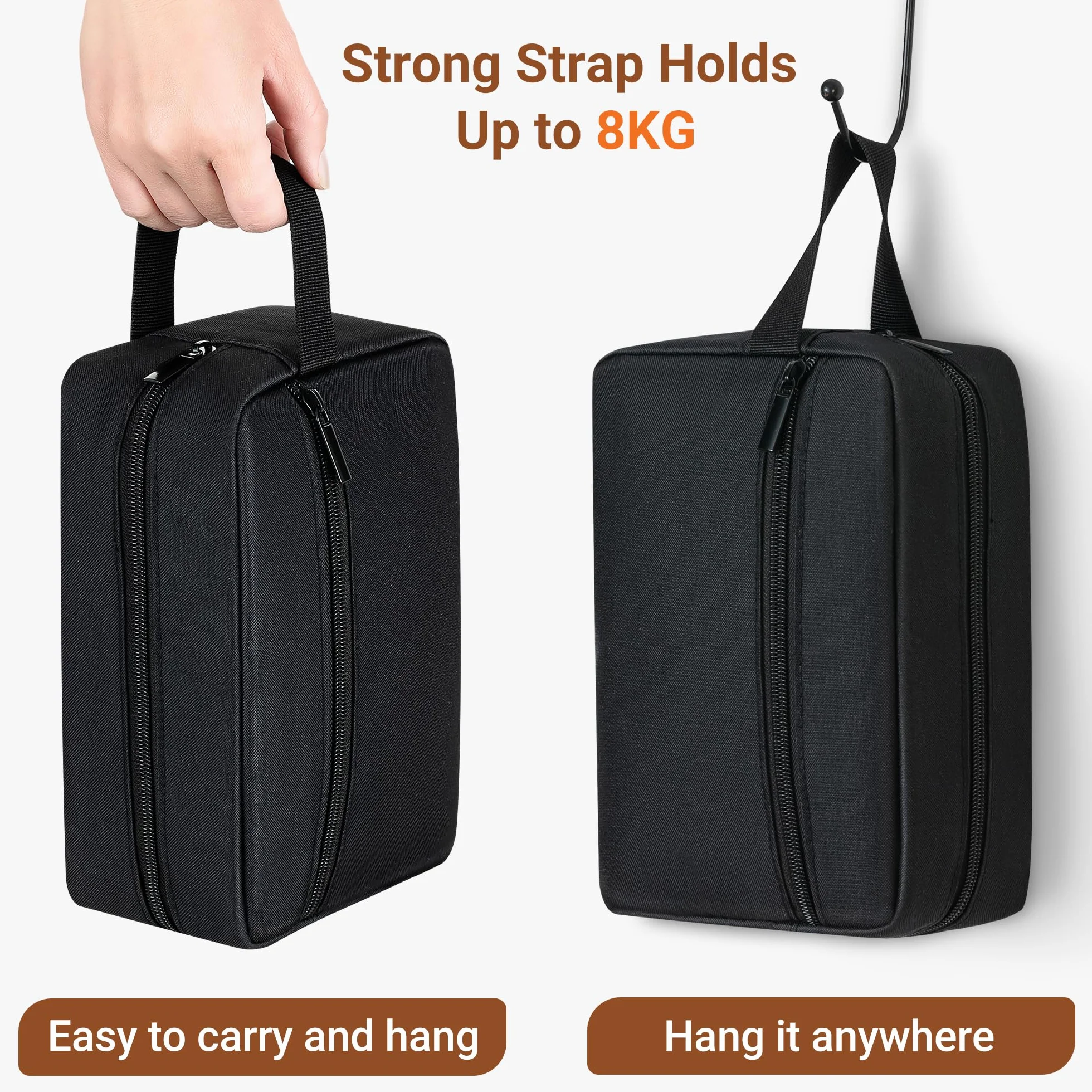 Borsa da toilette da viaggio uomo impermeabile con scomparto rasatura maniglia organizer cosmetici palestra doccia bagno Nero