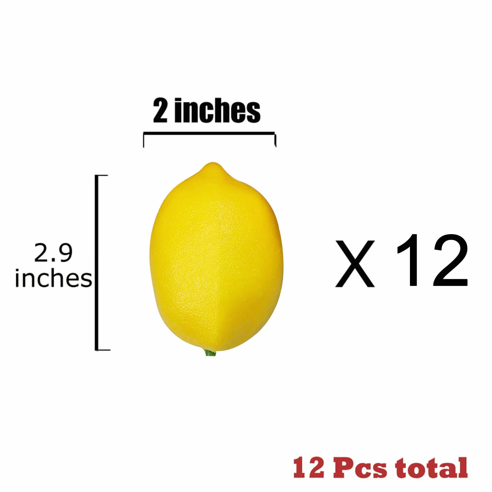 Limoni Artificiali Gialli 2.9" X2, Finti Limoni per Decorazione Casa Festa Cucina Natale