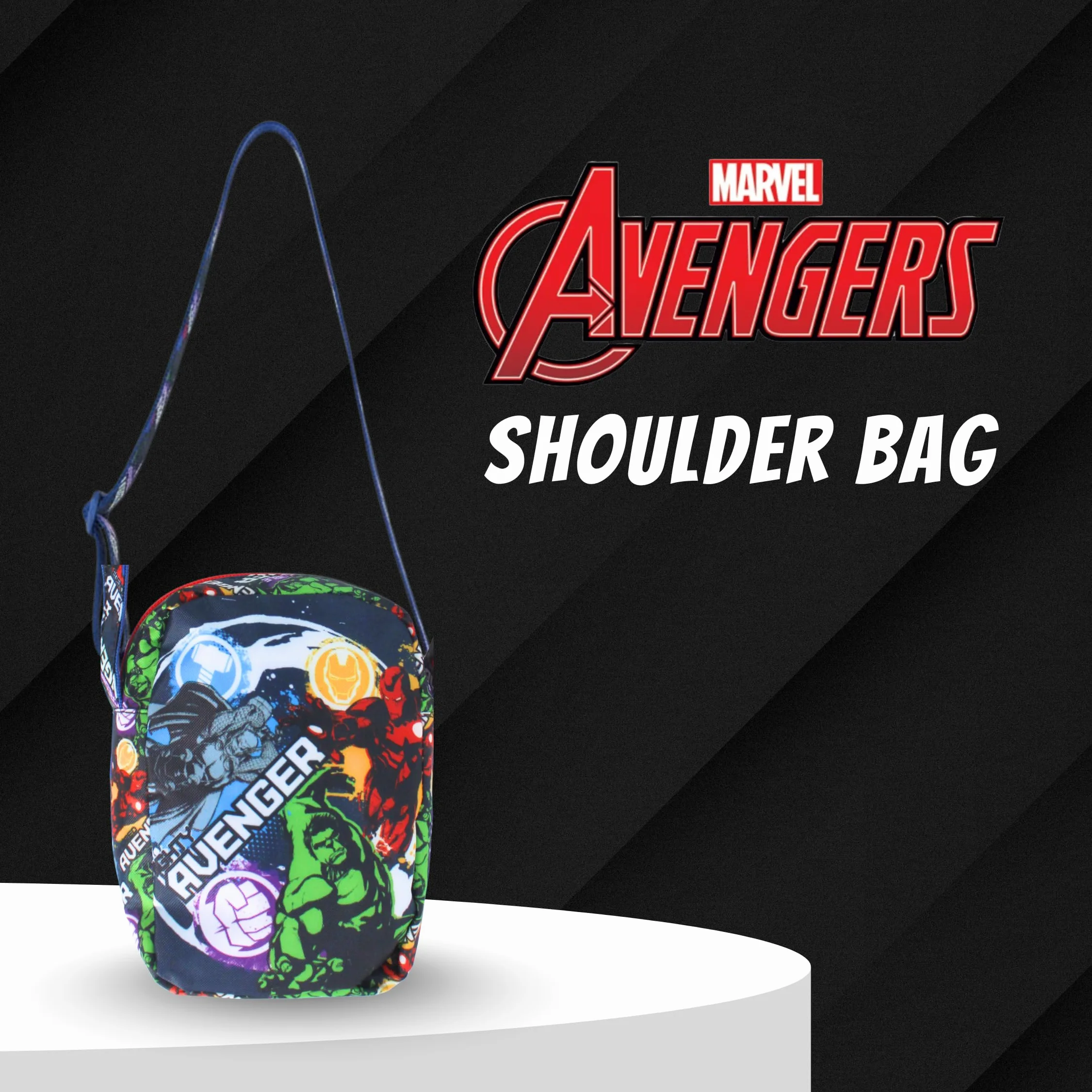 Marvel Avengers Borsa per Ragazzi, Design Thor, Iron Man e Hulk, Borsa Regolabile, Regalo per Bambino