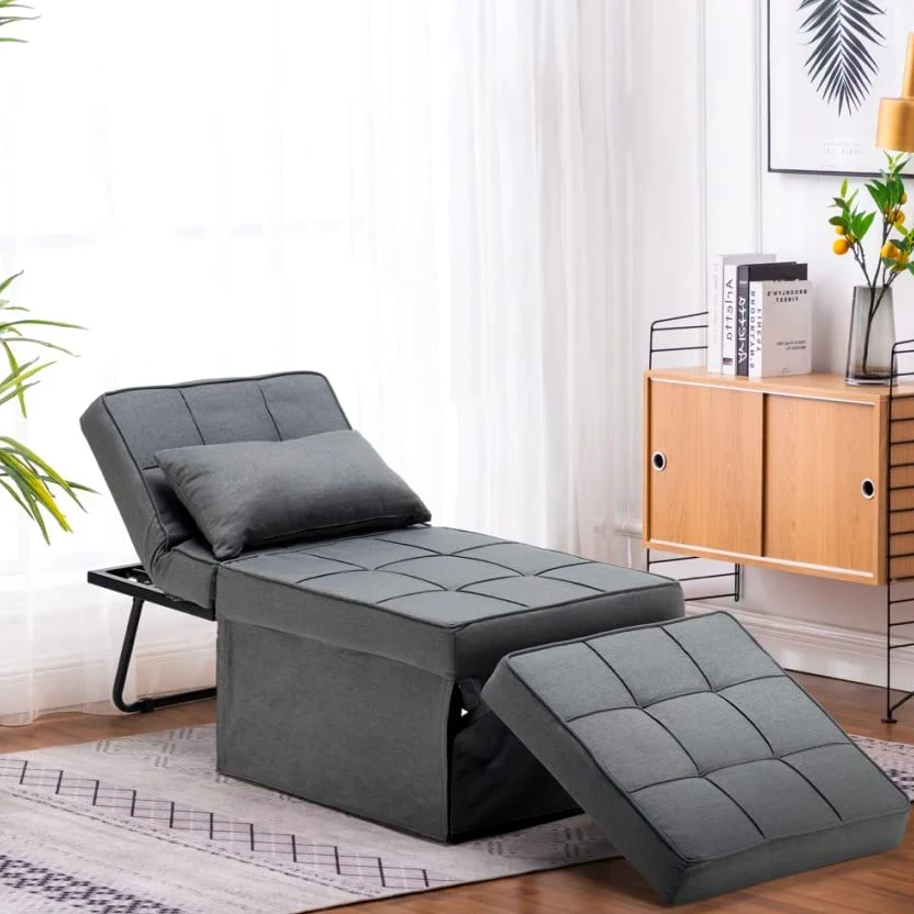 Produce Shop Pouf Poltrona Letto Pieghevole in Tessuto Sweet Relax - Grigio Scuro