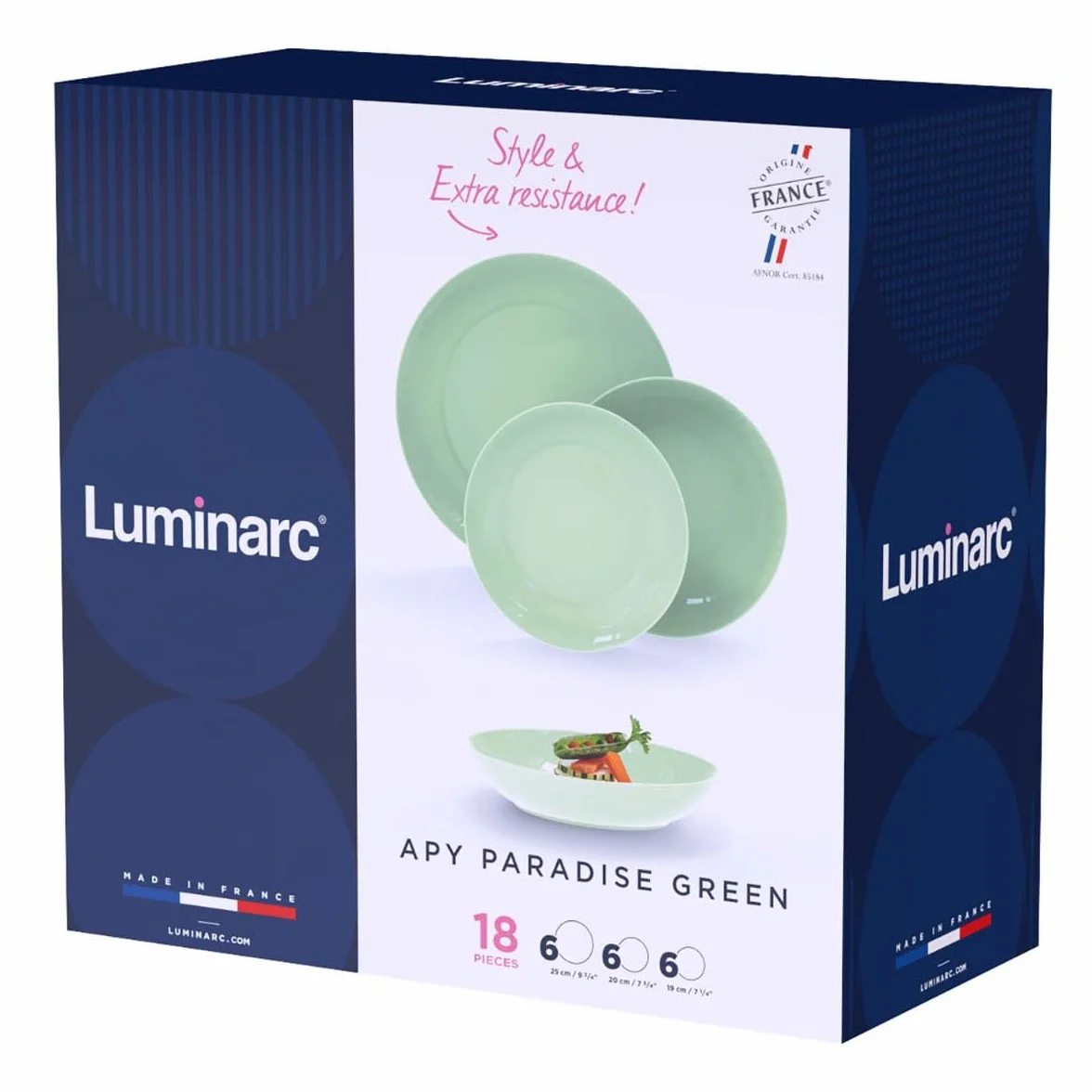 Luminarc Apy Paradise Set da tavola opale 18 pezzi 6 persone impilabile microonde frigorifero