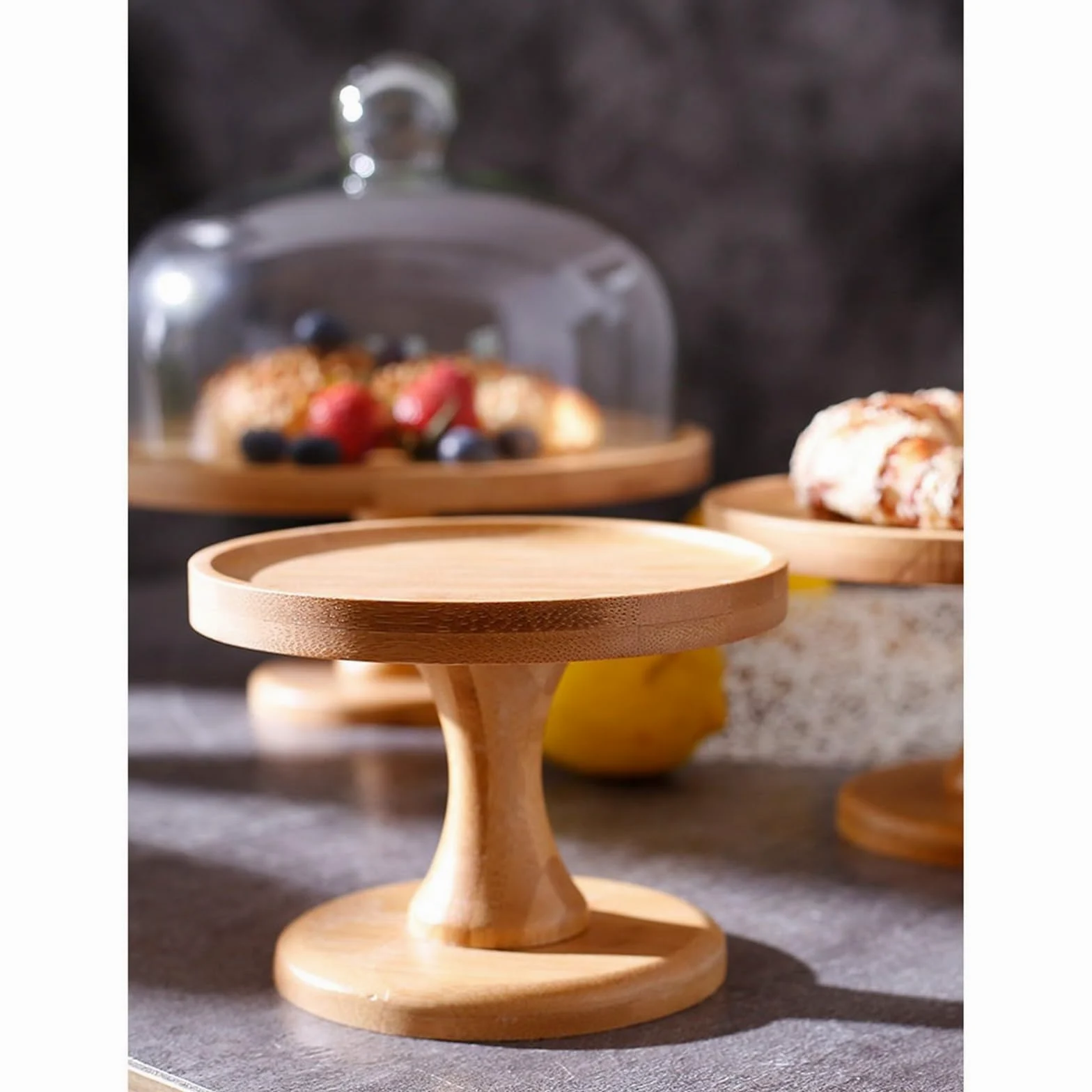 Espositore da Tavolo per Dolci Creativo portatorte Alto, Vassoio for Esposizione di Pane e Dessert, Vassoio di Prova for Frutta con Coperchio in Vetro Torre espositiva per Torte(8inch)