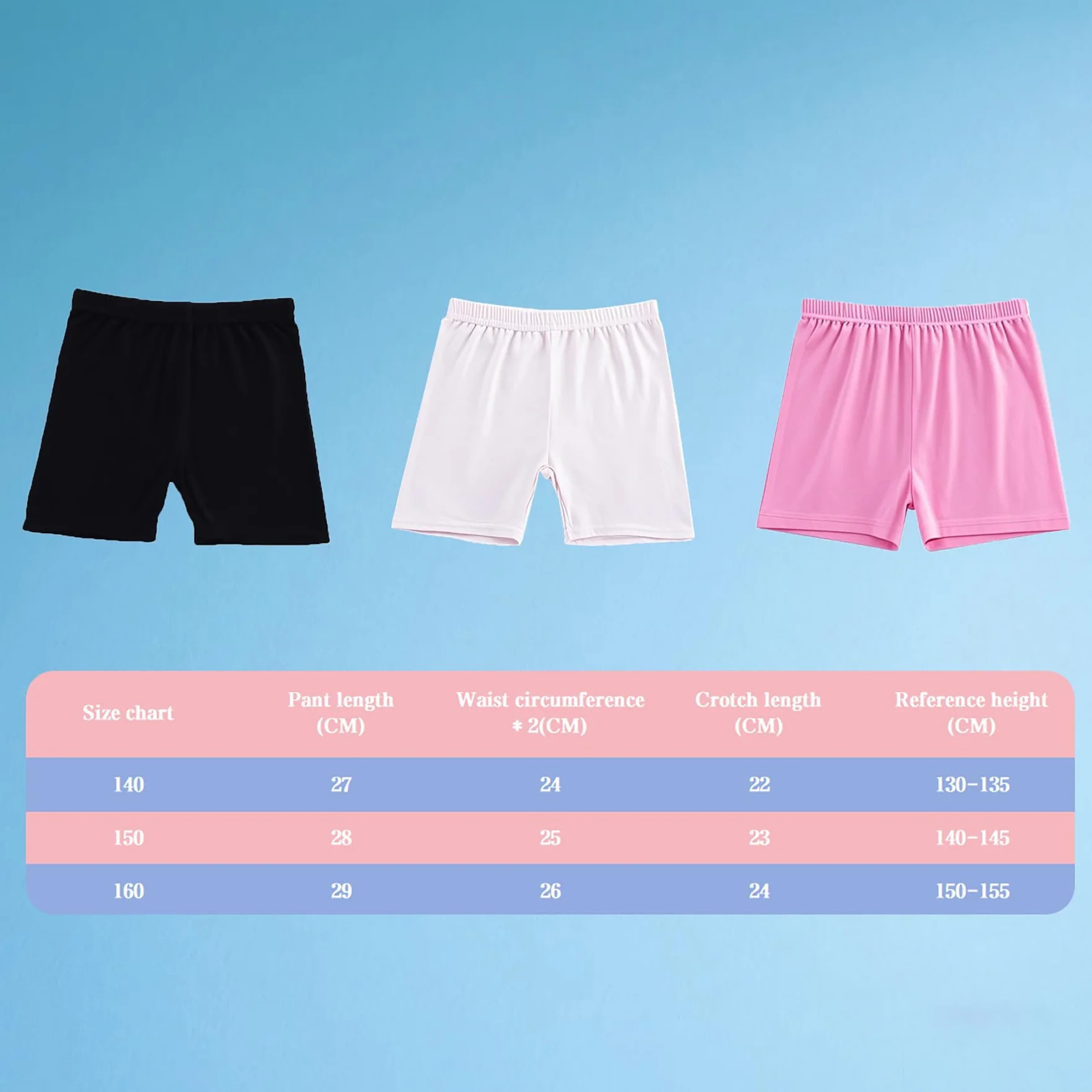 Pantaloncini da ciclismo per ragazze 3 pezzi leggings estivi yoga corsa elastici 7-12 anni