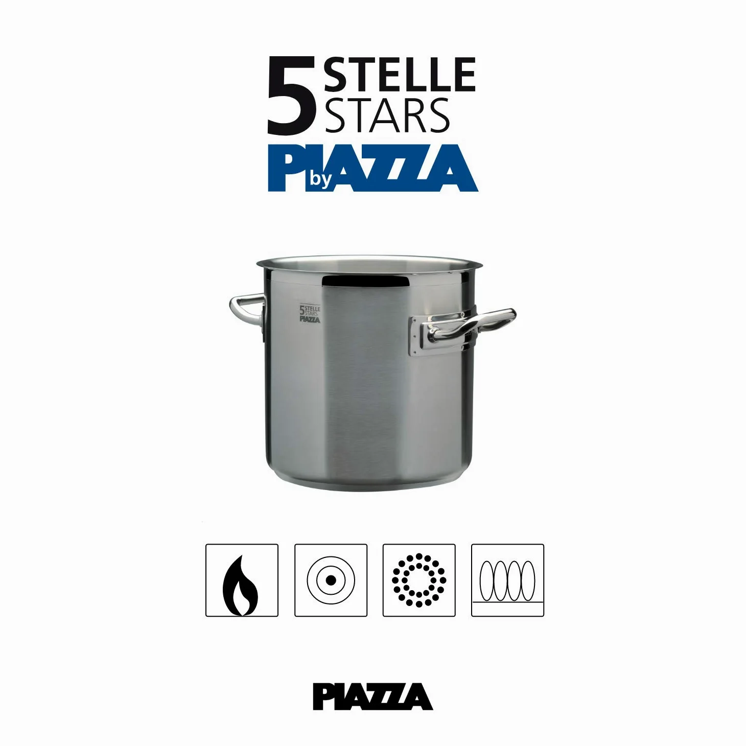 PIAZZA Pentola in Acciaio Inox - Collezione 5 Stelle - Diametro 24 cm