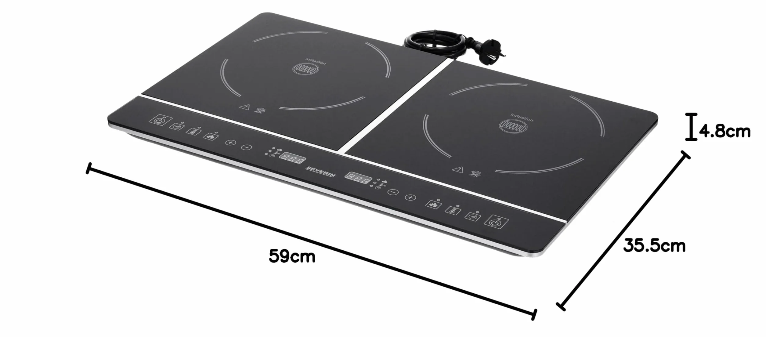 SEVERIN DK 1031 Doppia piastra a induzione 3400W piano in ceramica 2 piastre 10 livelli di potenza Nero
