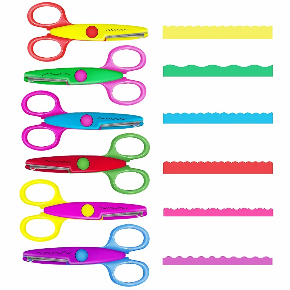 Forbici per Bambini 6pcs Set Sicurezza con Perforatrice Decorativa 8pcs Bricolage Creativo