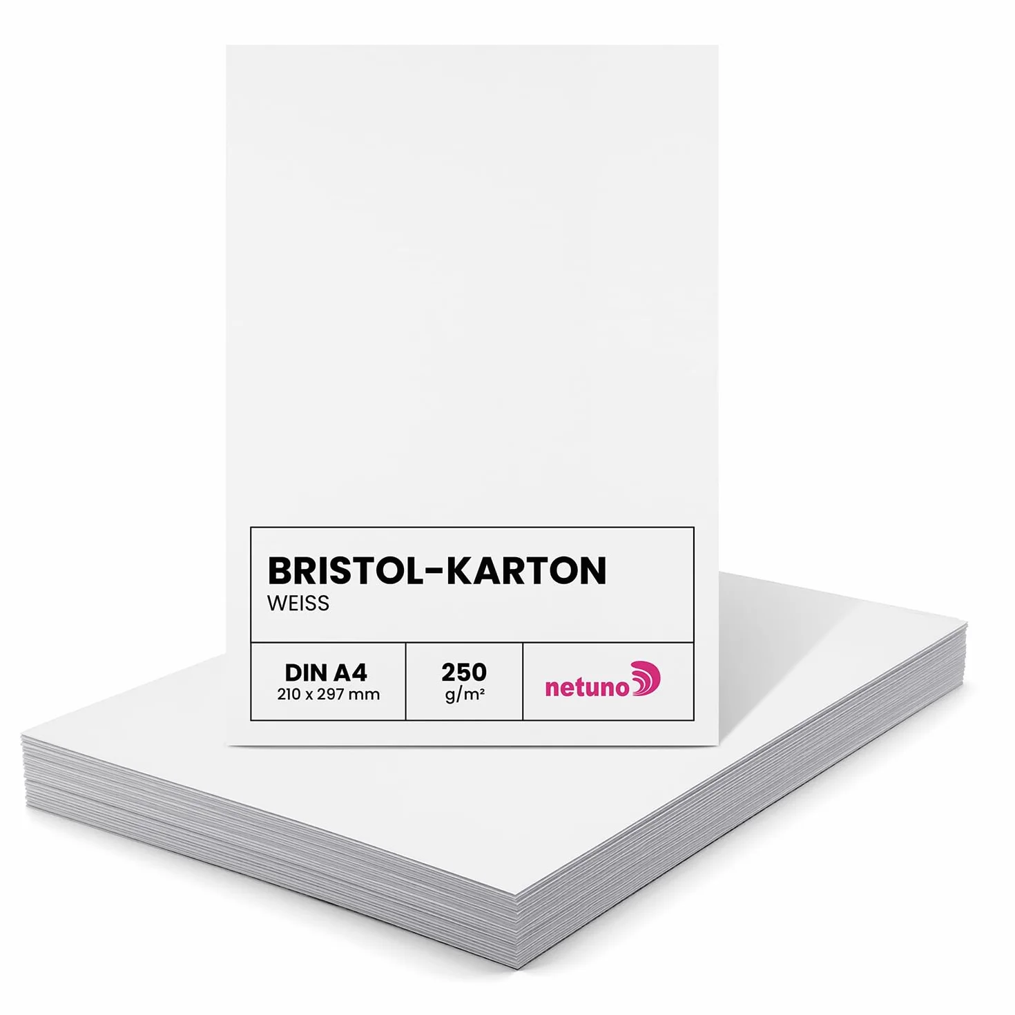 Cartoncino Bristol Bianco A4 250g 100 fogli Netuno 210 x 297 mm