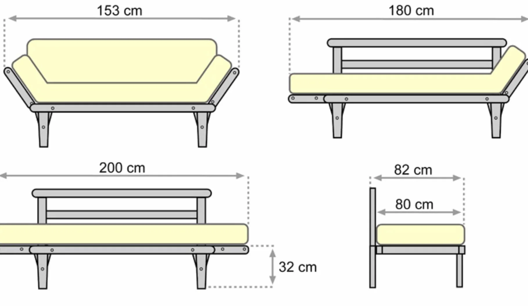 Divano-letto Sésamo, Naturale, greggio Futon, 200x82x32 cm