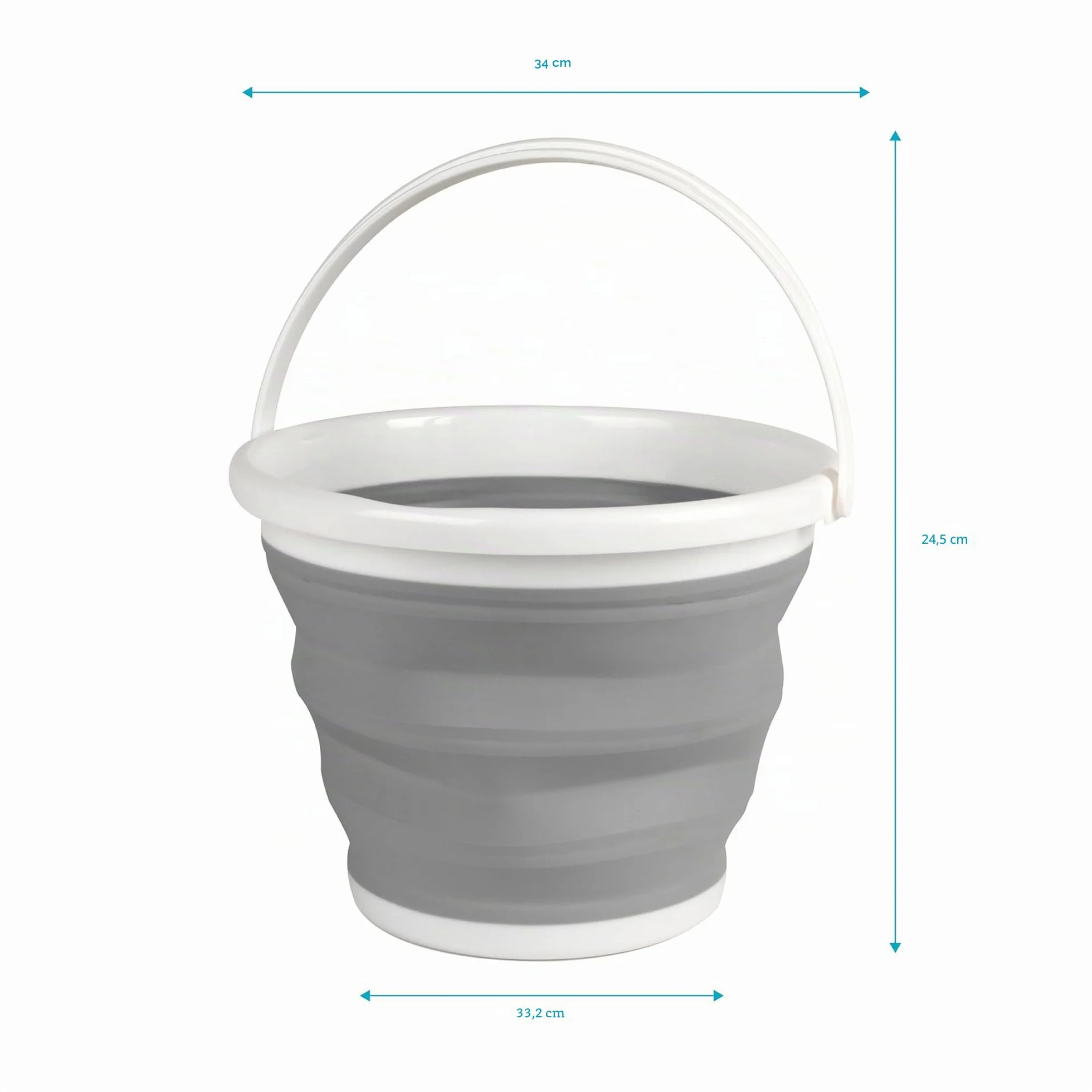 Beldray LA028495GRY Secchio Pieghevole - Vasca Pieghevole Per Stoccaggio Compatto, Uso Interno/Esterno, Pulizia Auto, Plastica Facile Da Pulire Con Maniglia, 10 L, Grigio