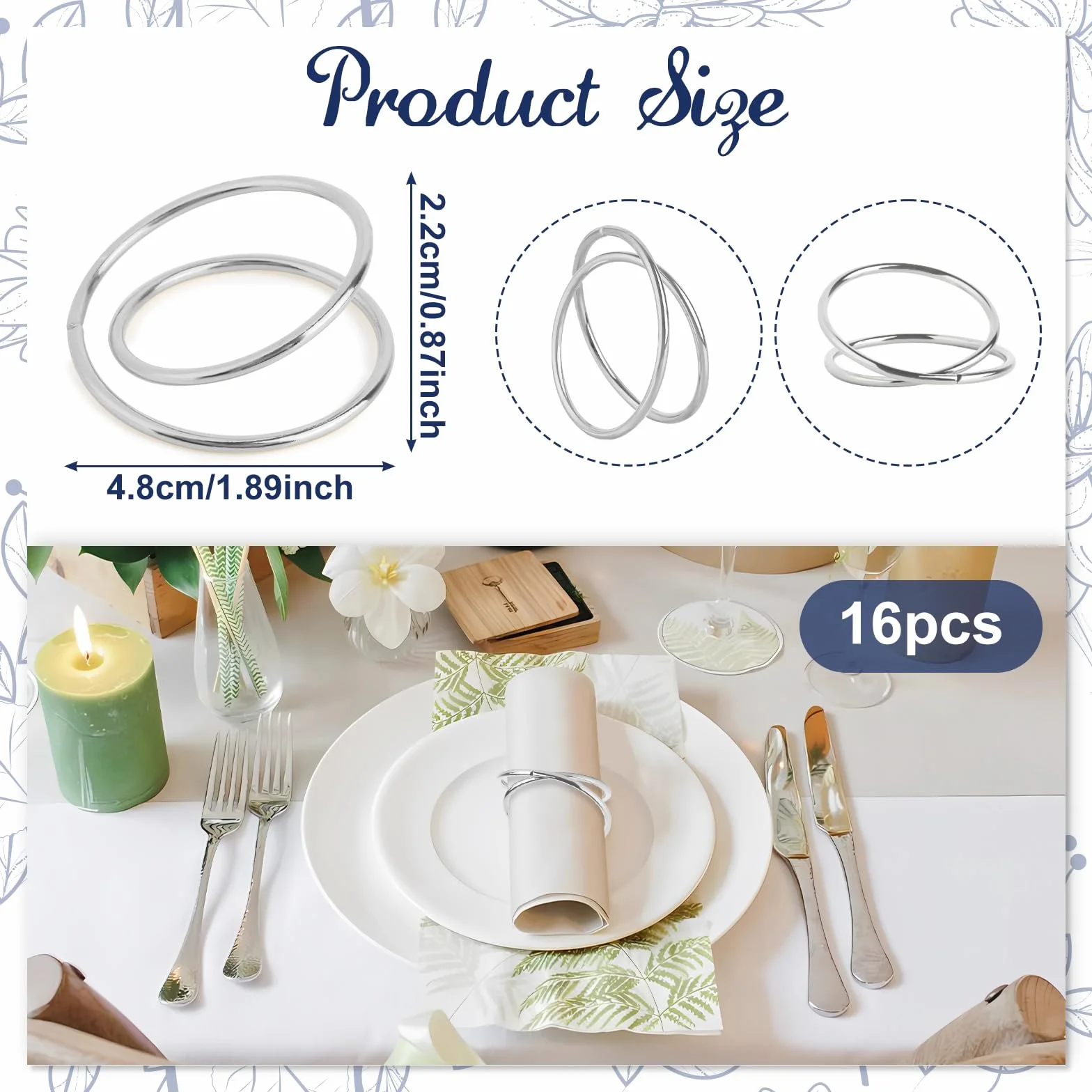 16 Pezzi Anelli Portatovaglioli D'argento, Anello Portatovagliolo a Spirale, Anelli per Tovaglioli da Tavola in Metallo, Anello per Tovagliolo Eleganti per Cena Famiglia, Matrimoni, Festival