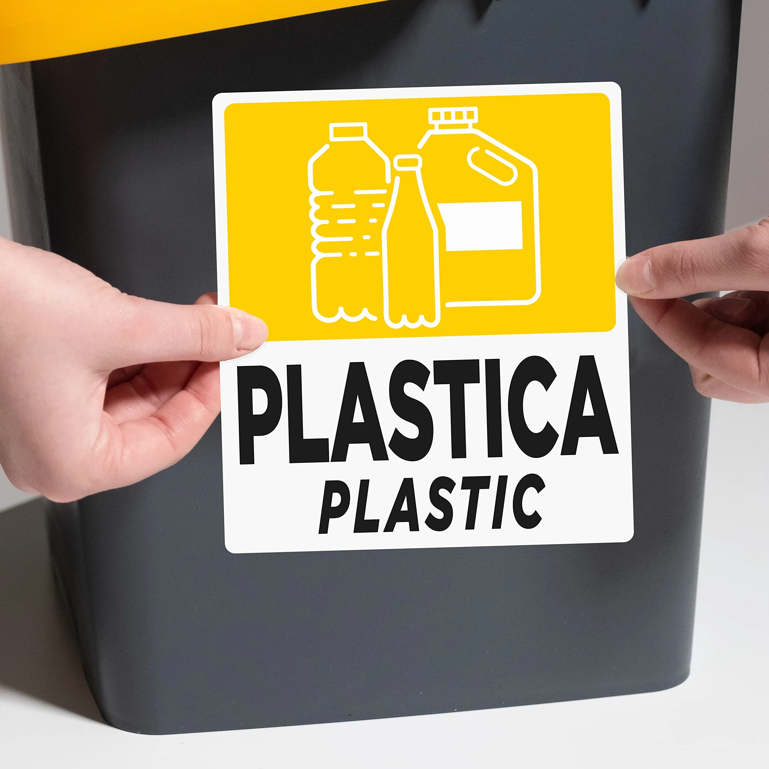 6 Adesivi GRANDI XL per Raccolta Differenziata | Formato cm 15x21| Etichette Grandi per Contenitori Rifiuti in Italiano ed Inglese | 6 PZ