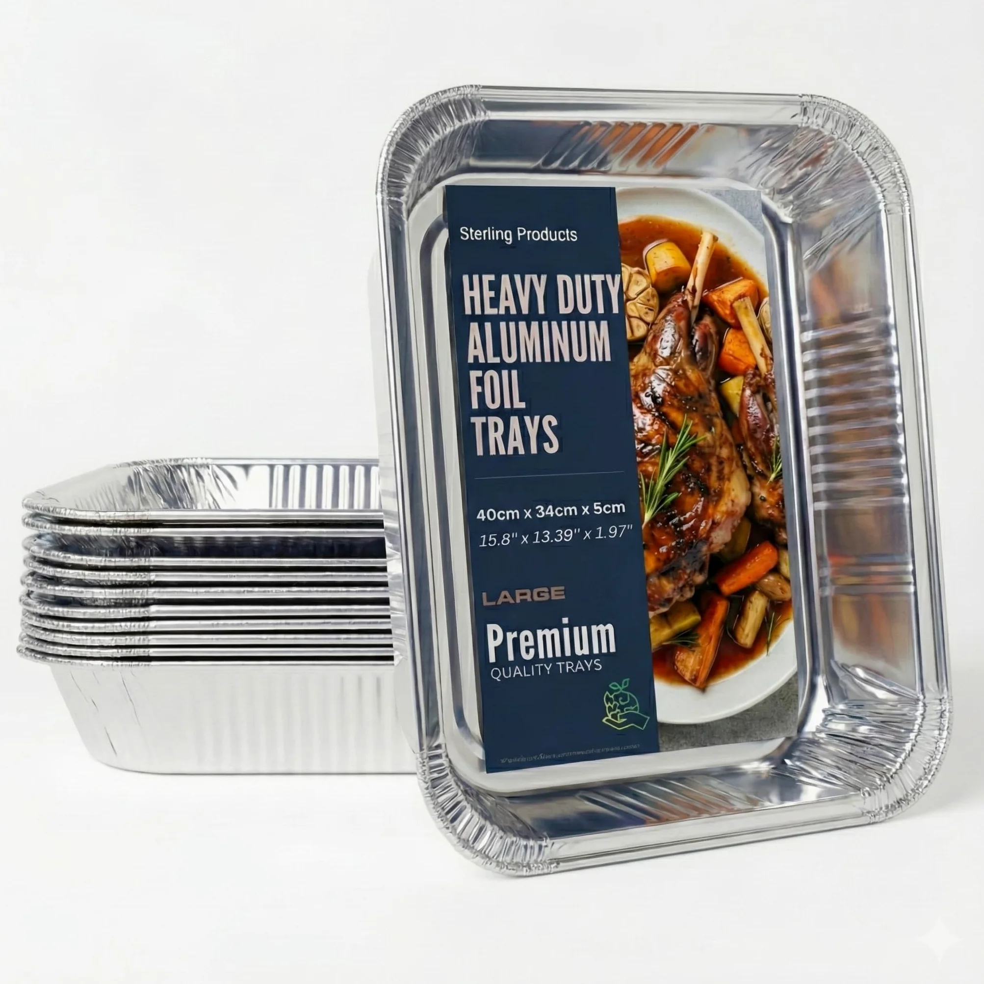 Teglia da forno in alluminio Sterling XL, 40 cm, usa e getta, extra profonde, per arrosti di tacchino e Natale, confezione da 6