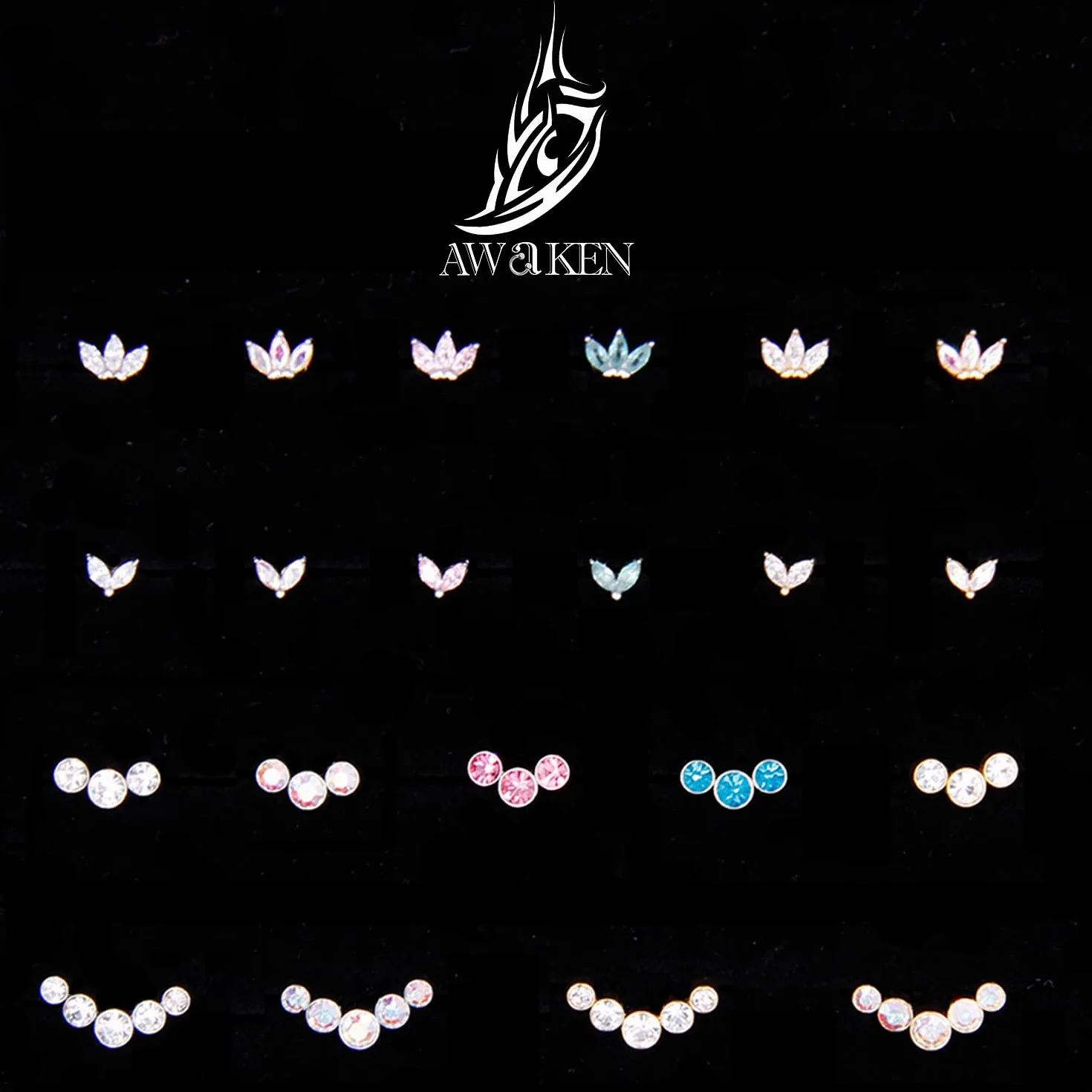 AWAKEN Piercing Labret Acciaio Chirurgico Filettato Internamente Orecchini Borchie Cartilagine Helix Tragus Conch Medusa Daith