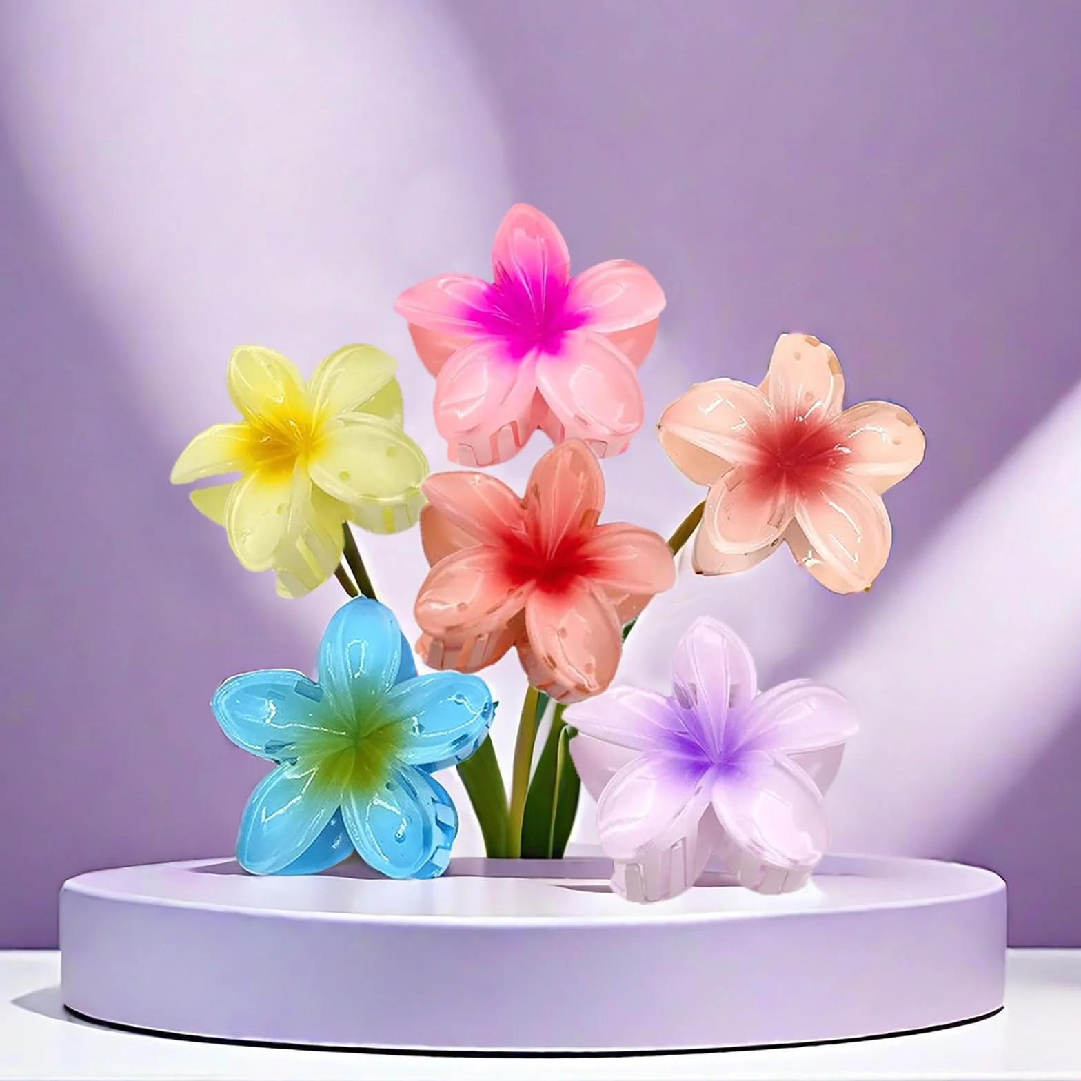 Mollette per Capelli a Forma di Fiore, Set da 12, 3 cm, Acrilico, Antiscivolo, Accessori per Acconciature