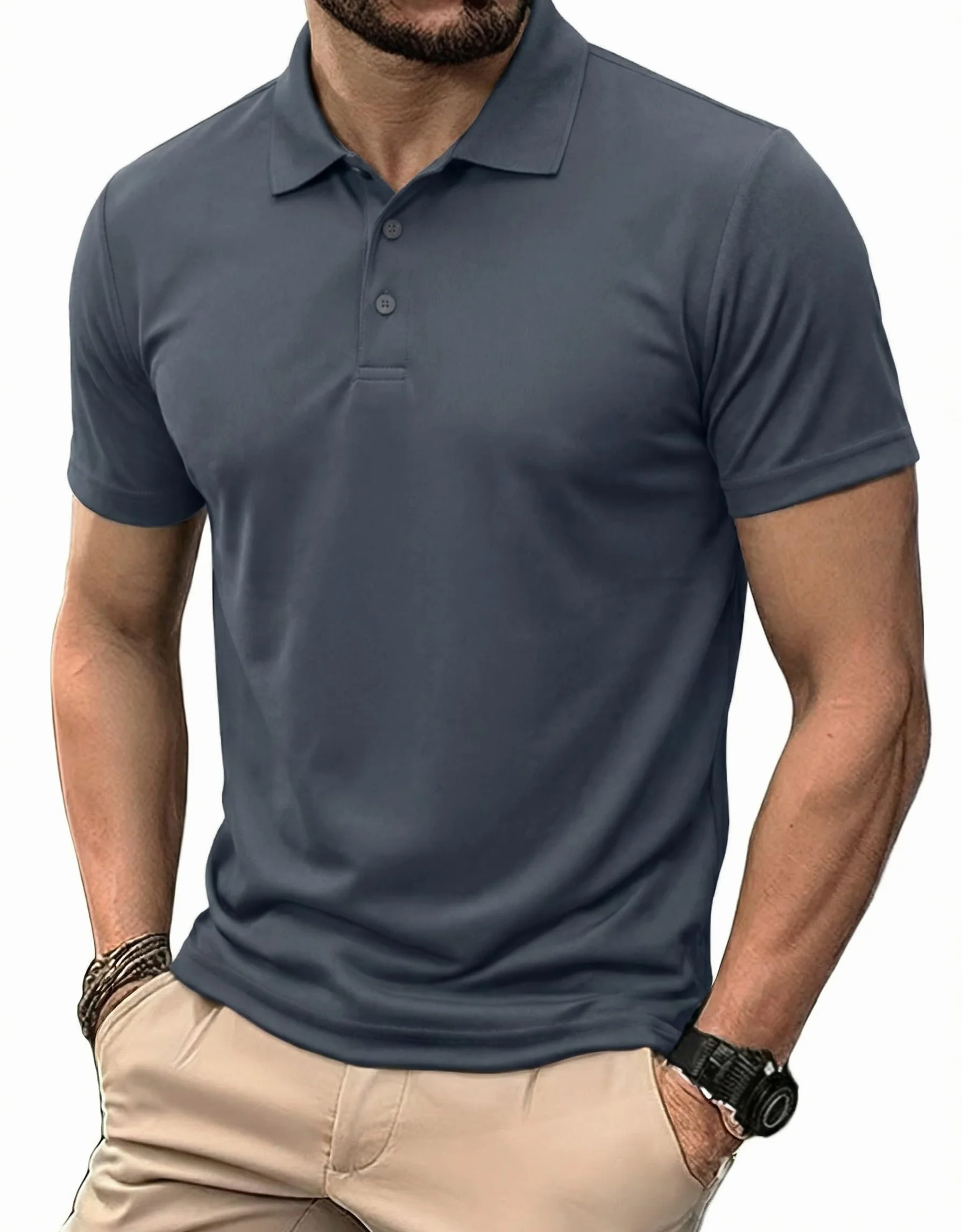 PINSPARK Polo Uomo Maniche Corte Traspirante Golf Sportiva Leggera Asciugatura Rapida