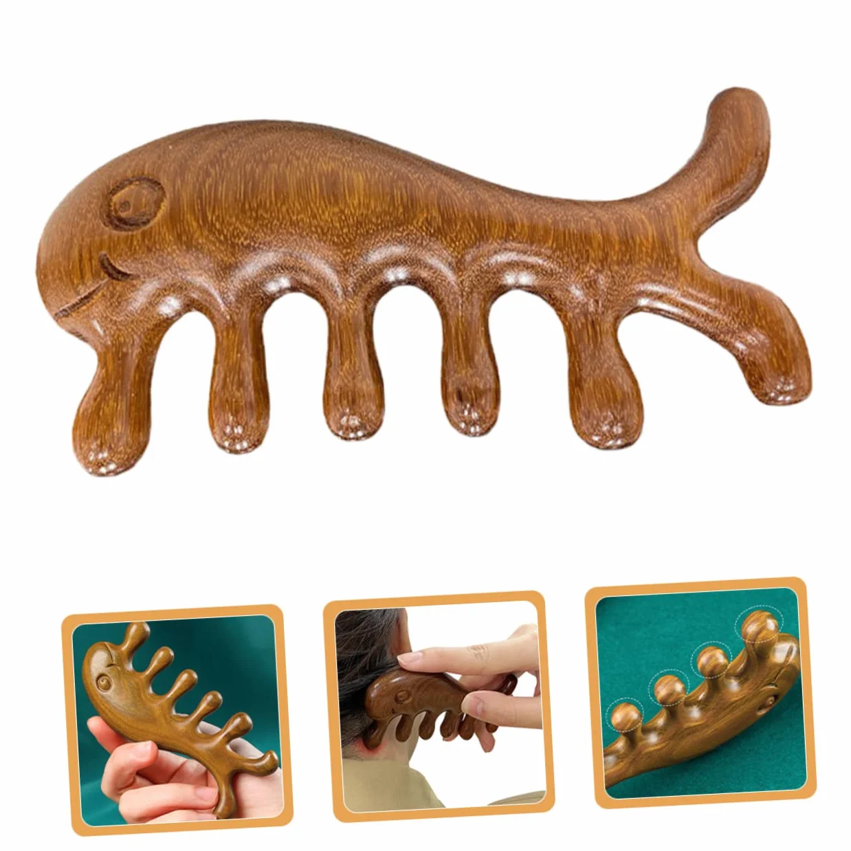 Pettine Per Chioma in Legno a Denti Larghi, Pettine Da Massaggio Portatile in Legno Liscio