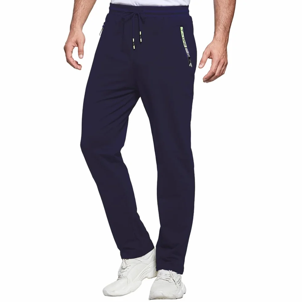 ZOXOZ Pantaloni Sportivi Uomo Cotone con Tasche Zip Elastico in Vita con Coulisse