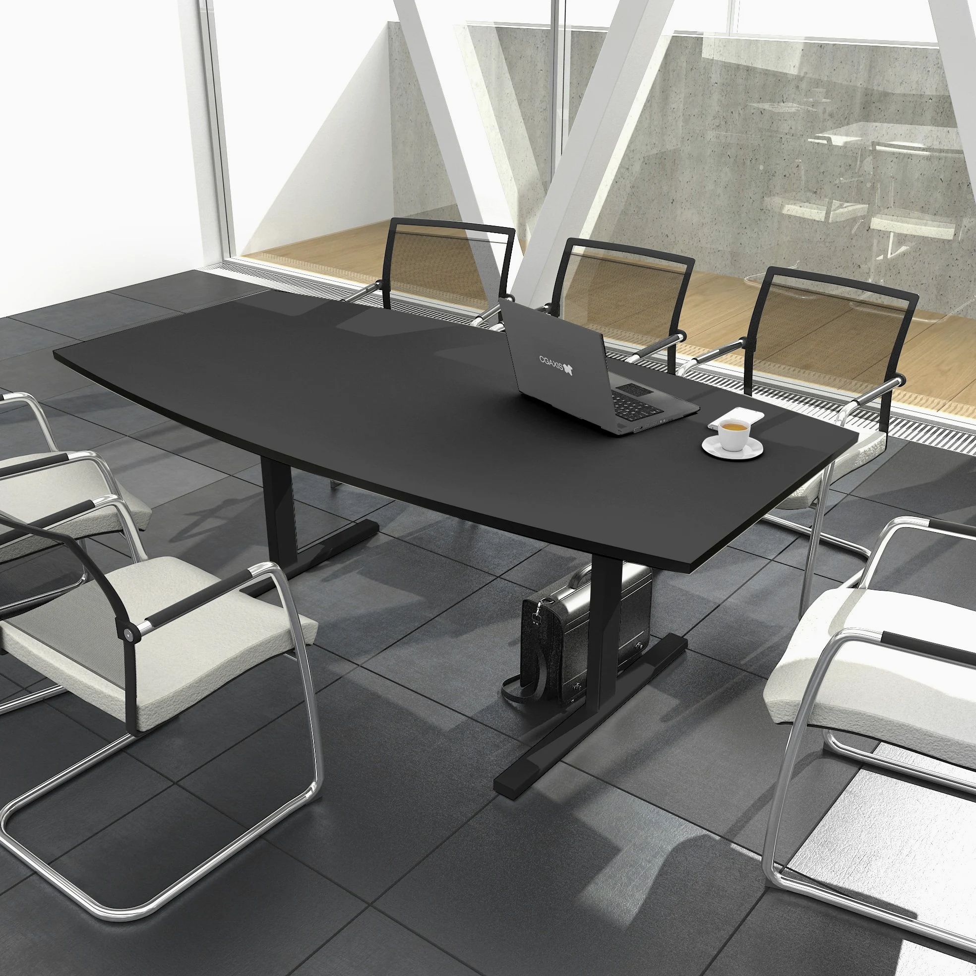 Weber Büro Easy - Tavolo da conferenza a forma di barca, 180 x 100 cm, colore: antracite