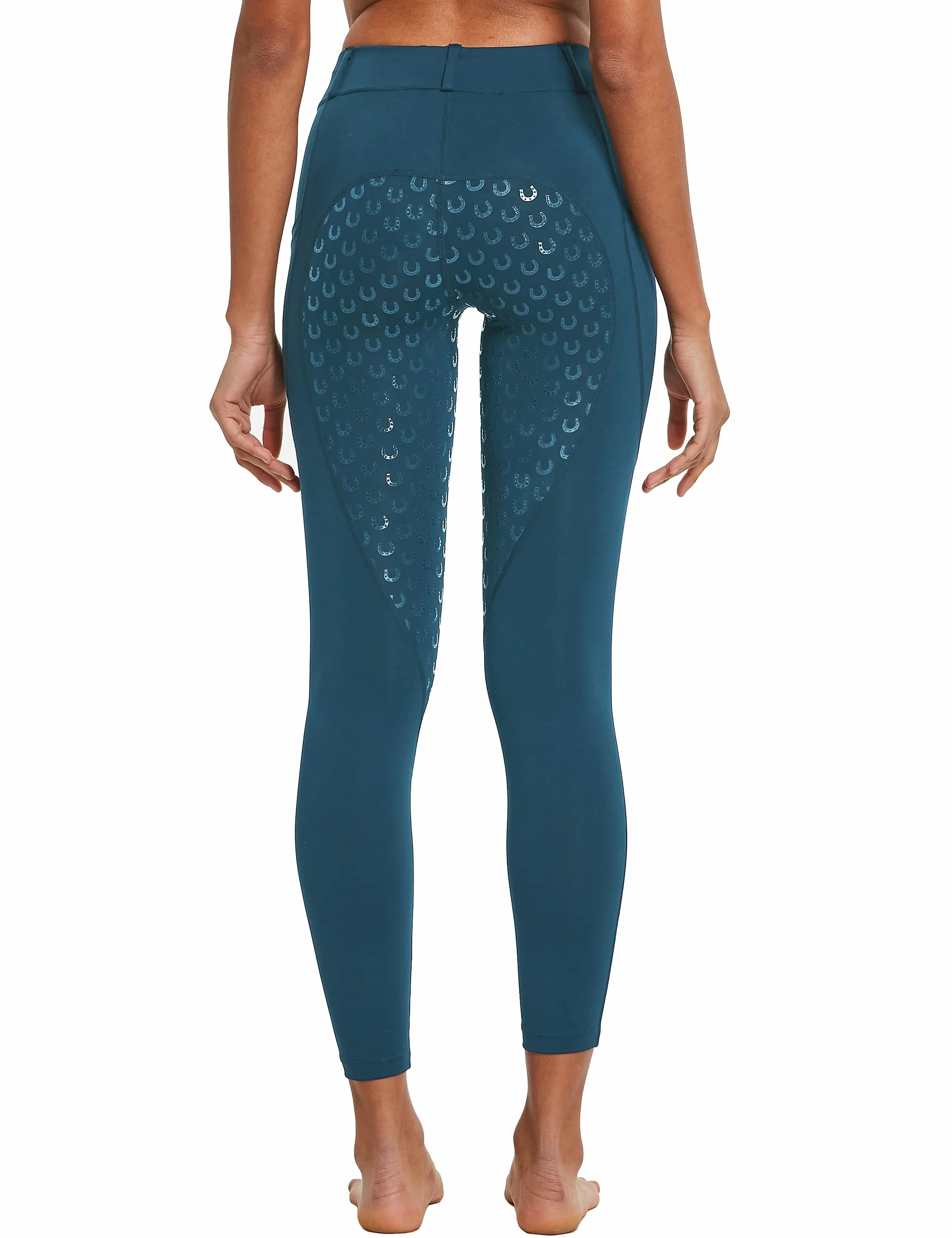 Leggings da Equitazione da Donna in Silicone con Tasca per Cellulare e Passanti per Cintura