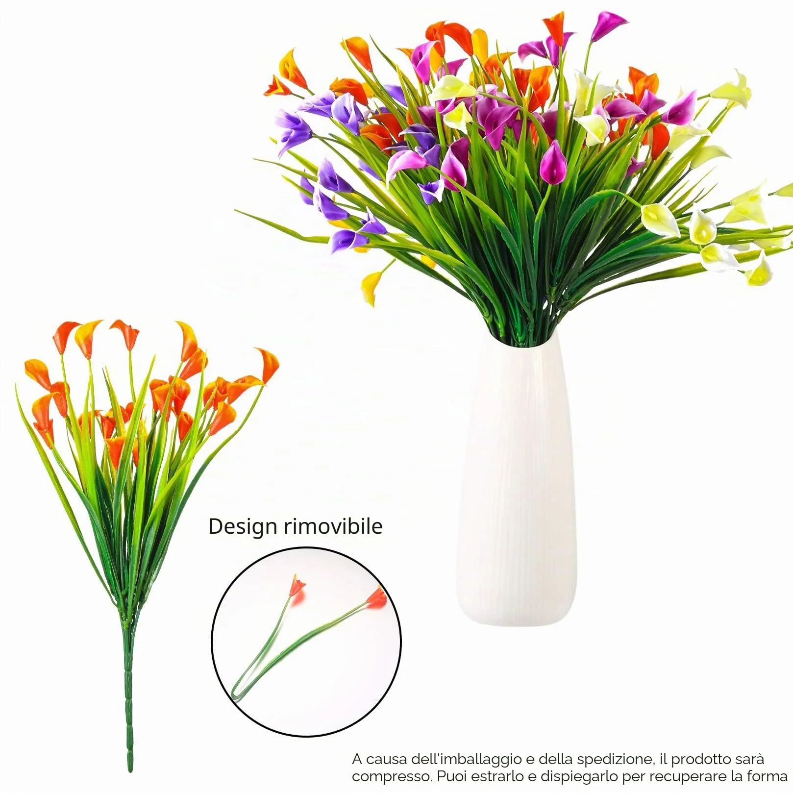 Fiori di Calla Artificiali 6 Pezzi, Piante Finte Resistenti UV, Decorazioni per Interni Esterni Casa Giardino