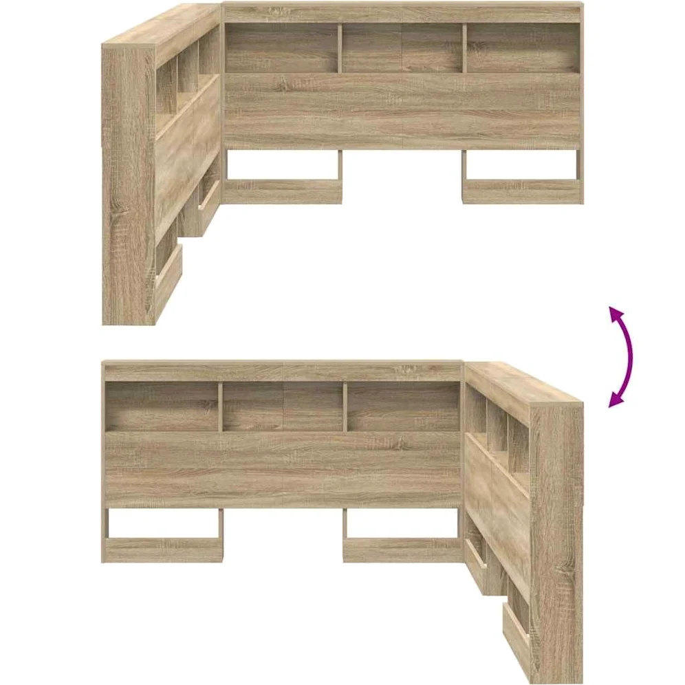 vidaXL Testata Contenitore Rovere Sonoma 140 cm Legno Multistrato, Mobile per Camera, Testata Rettangolare, soluzioni salvaspazio, Organizer Funzionale, Stile Minimalista