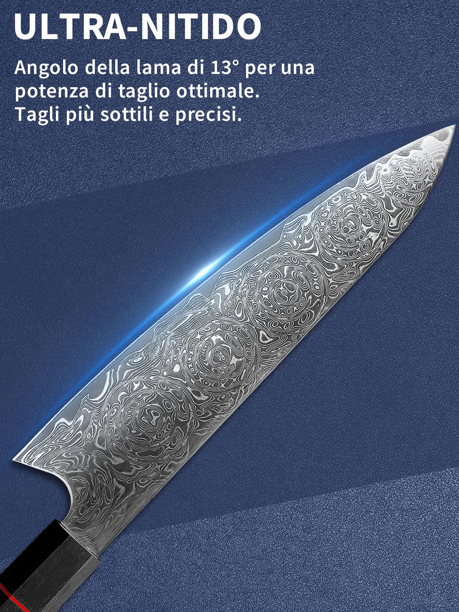 Plys Damasco Coltello da Chef Coltelli Damascati Giapponesi: Coltello da Chef Affilato - Coltello da Cucina Professionale Manico in G10