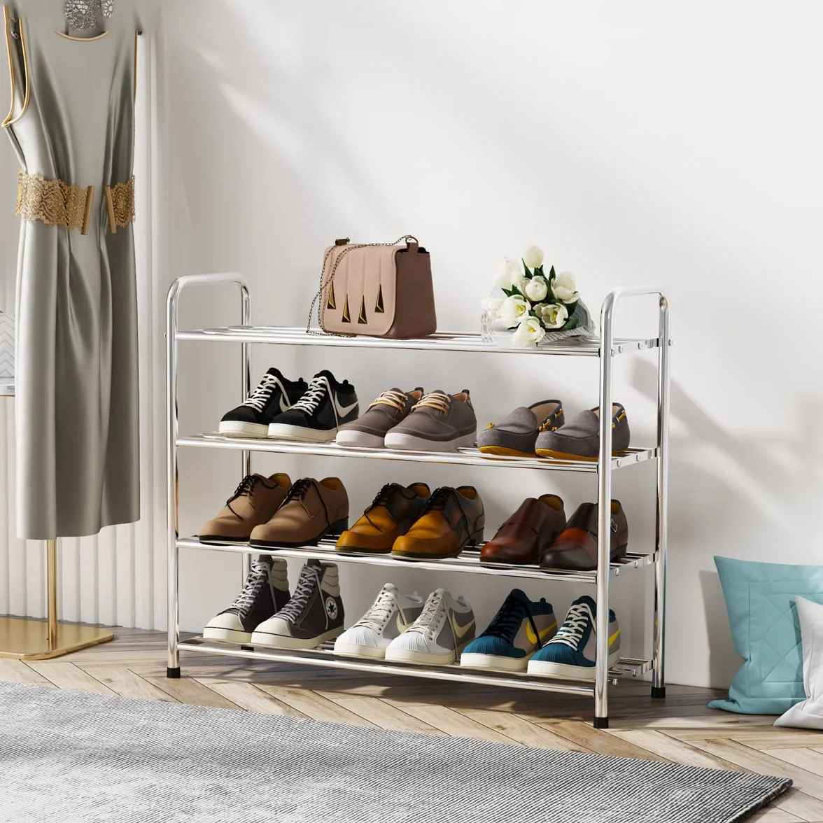 FANHAO Scarpiera Potenziata 4 Livelli Acciaio Inossidabile Organizer Scarpe 12-16 Paia 68x26x65 cm