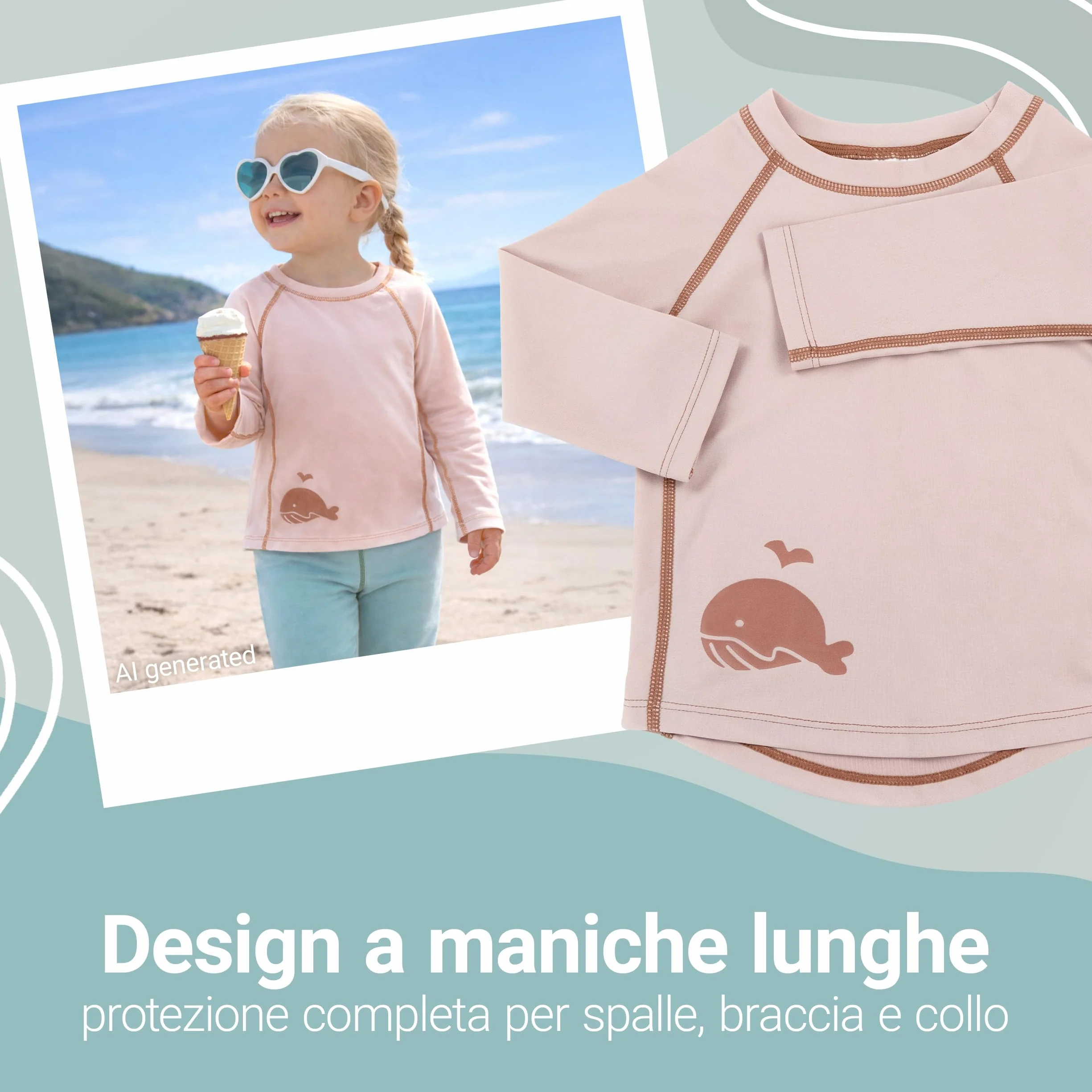 LaLoona Maglia Mare Protezione UV Neonato Manica Lunga con UPF 80+ Costume Bagno Asciugatura Rapida Oeko-Tex Standard 100