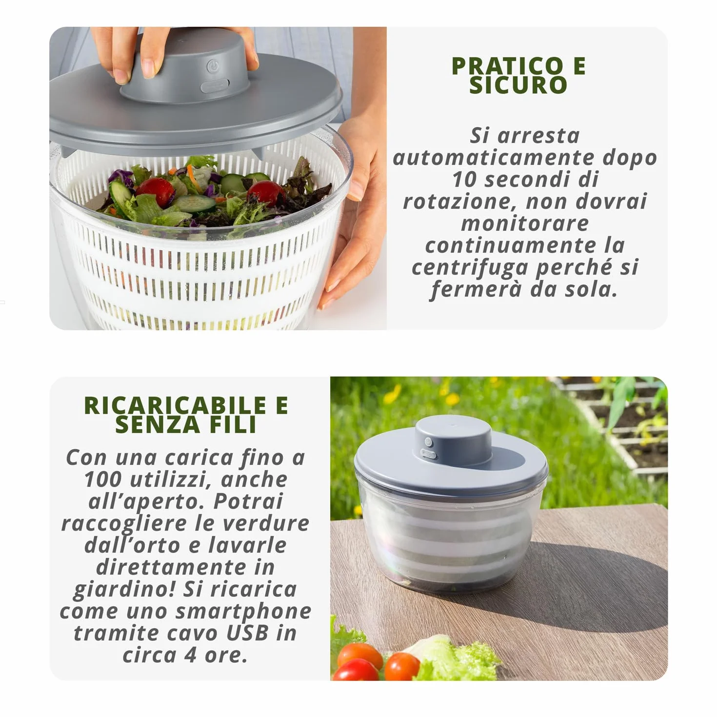Scarico elettrico per insalata