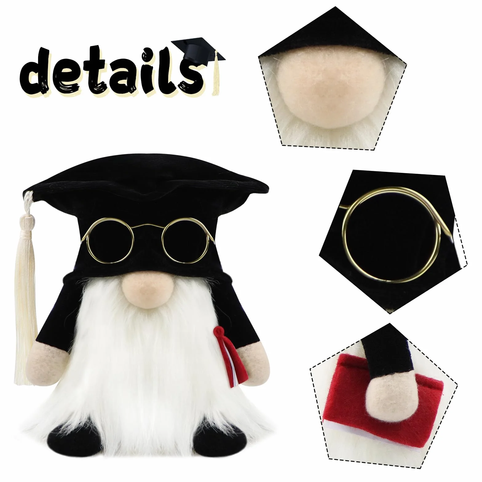 Set di 2 Decorazioni Regalo di Laurea Gnomo per Casa 13cm