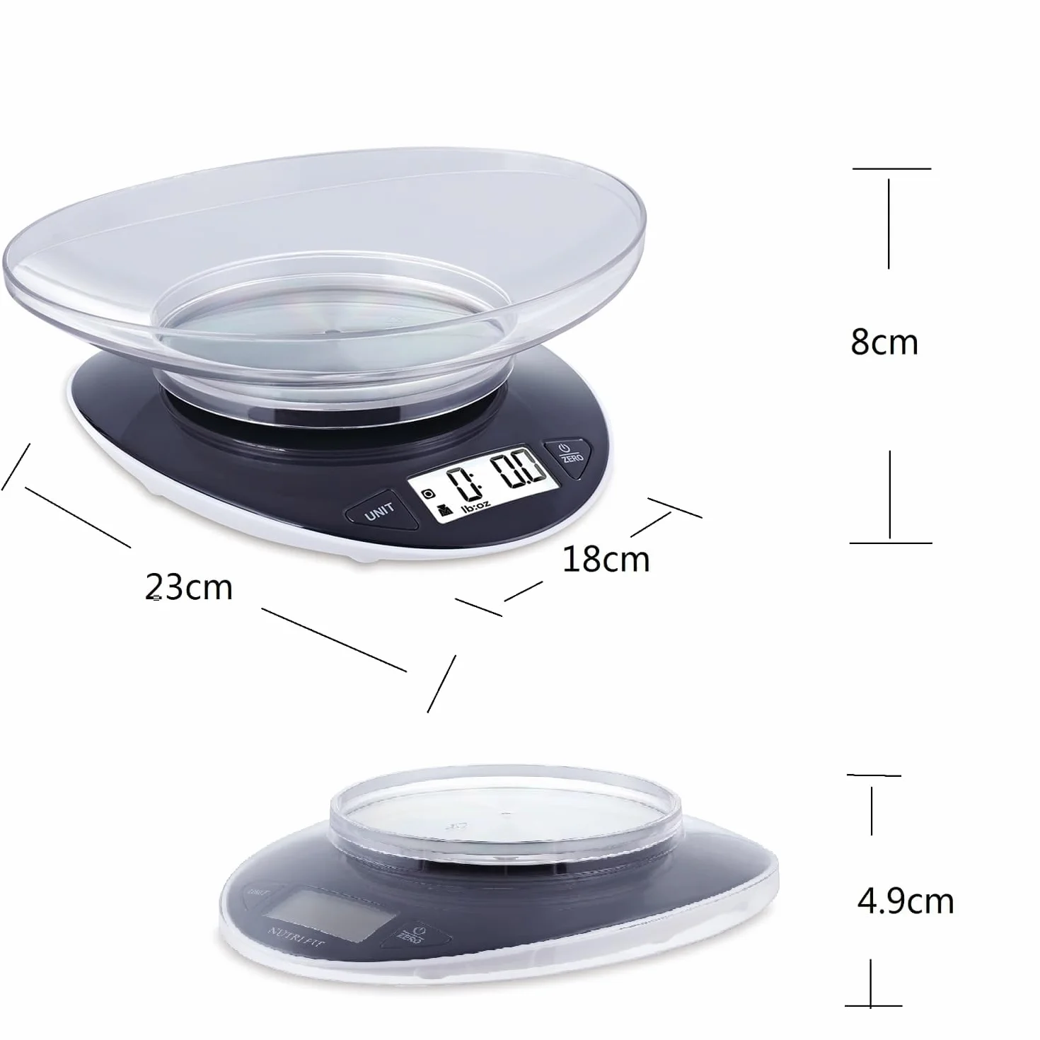 Bilancia da cucina digitale con ciotola Bilance da forno Bilancia per alimenti Ampio display LCD Precisione 1g Capacità 5kg / 11lb (nero)