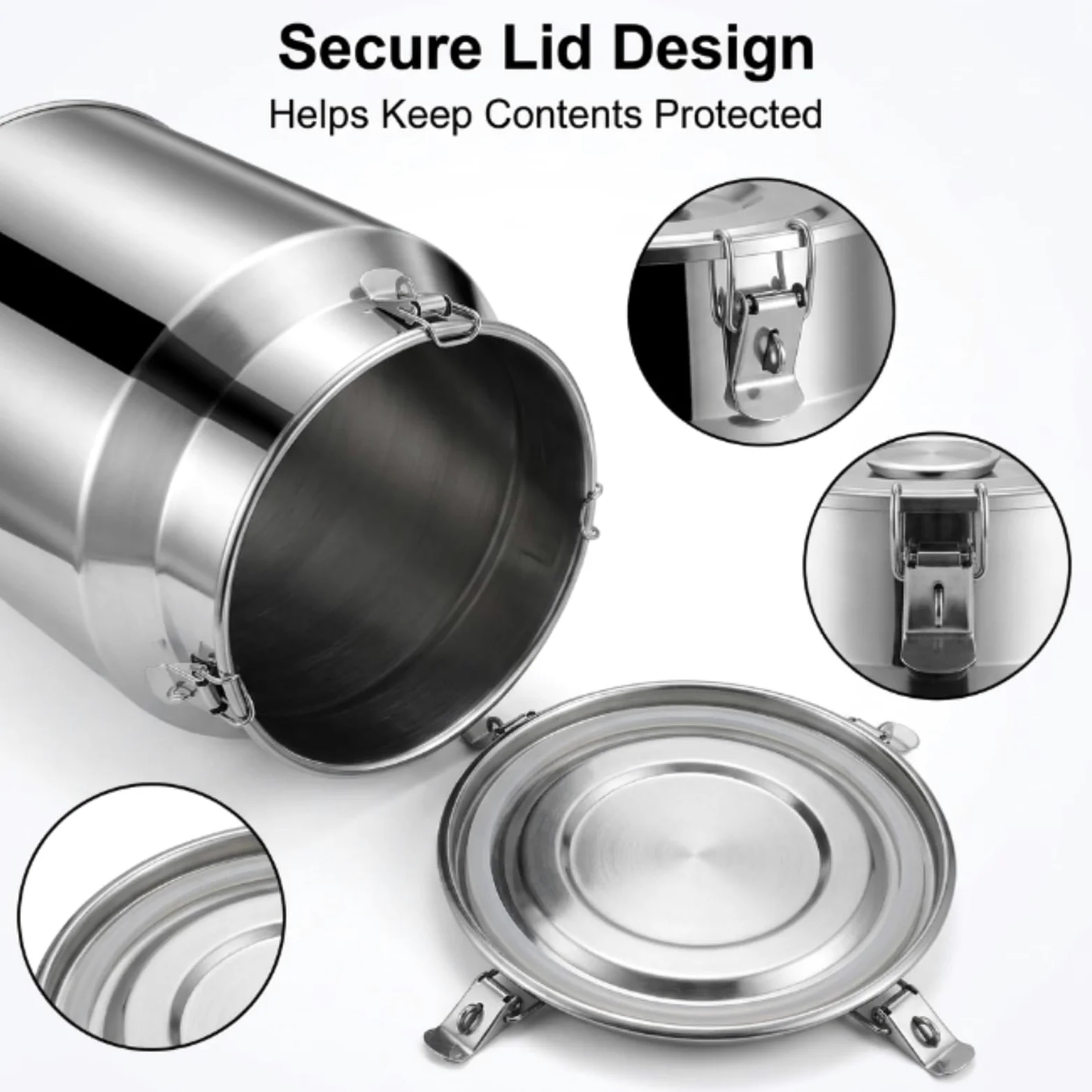 Bidone del Latte in Acciaio Inox 304, Contenitore Latte Professionale | Con Rubinetto o Maniglia, Fusto Ermetico per Olio Oliva e Vino, da 5L a 100L, Argento(With Spigot,18L/4.8 Gal)